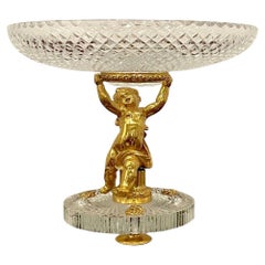 Antique Baccarat Crystal & Ormolu Figural Putti Centerpiece