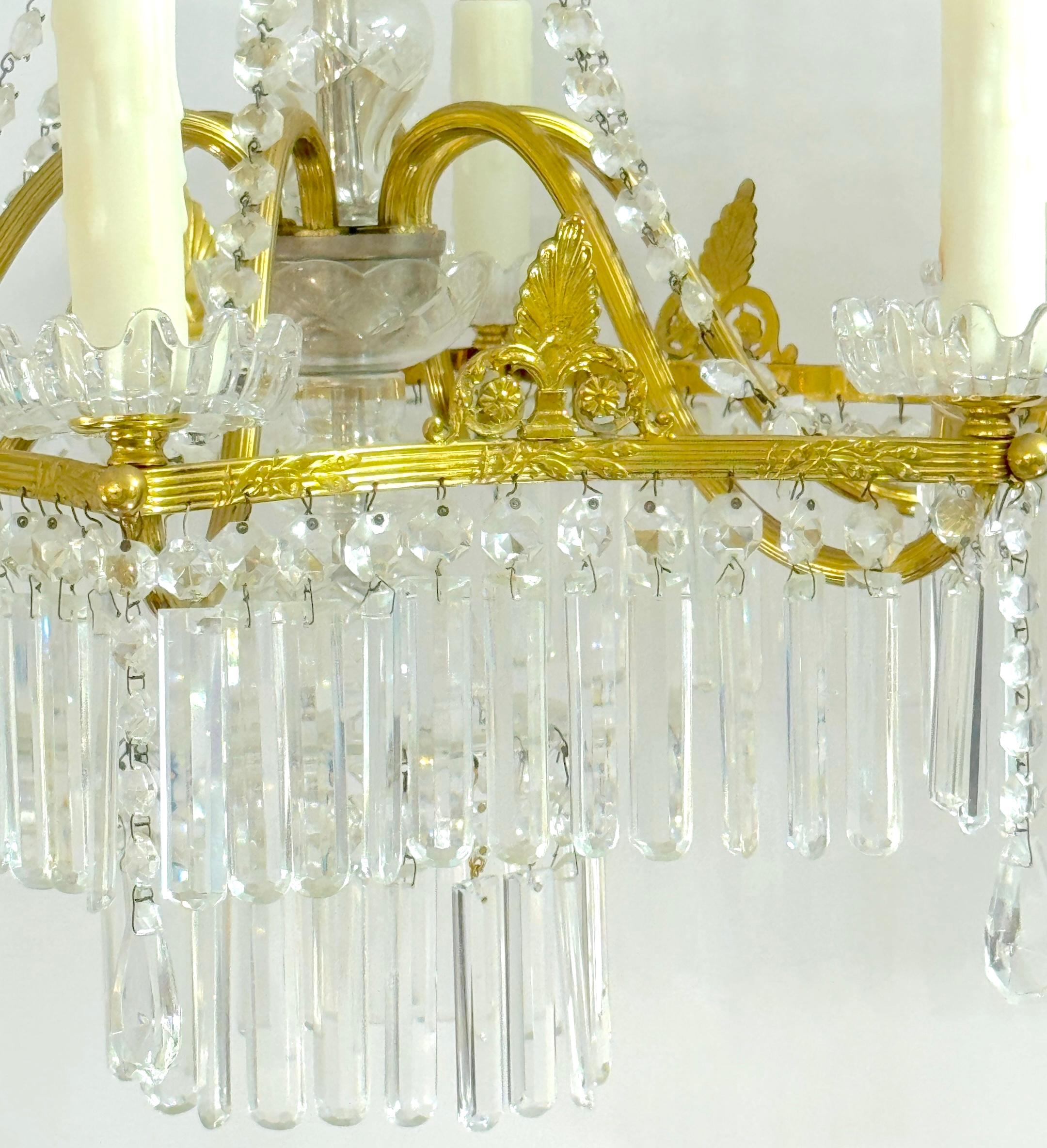 Baccarat Crystal & Ormolu Neoclassical 6-Light Chandelier 5