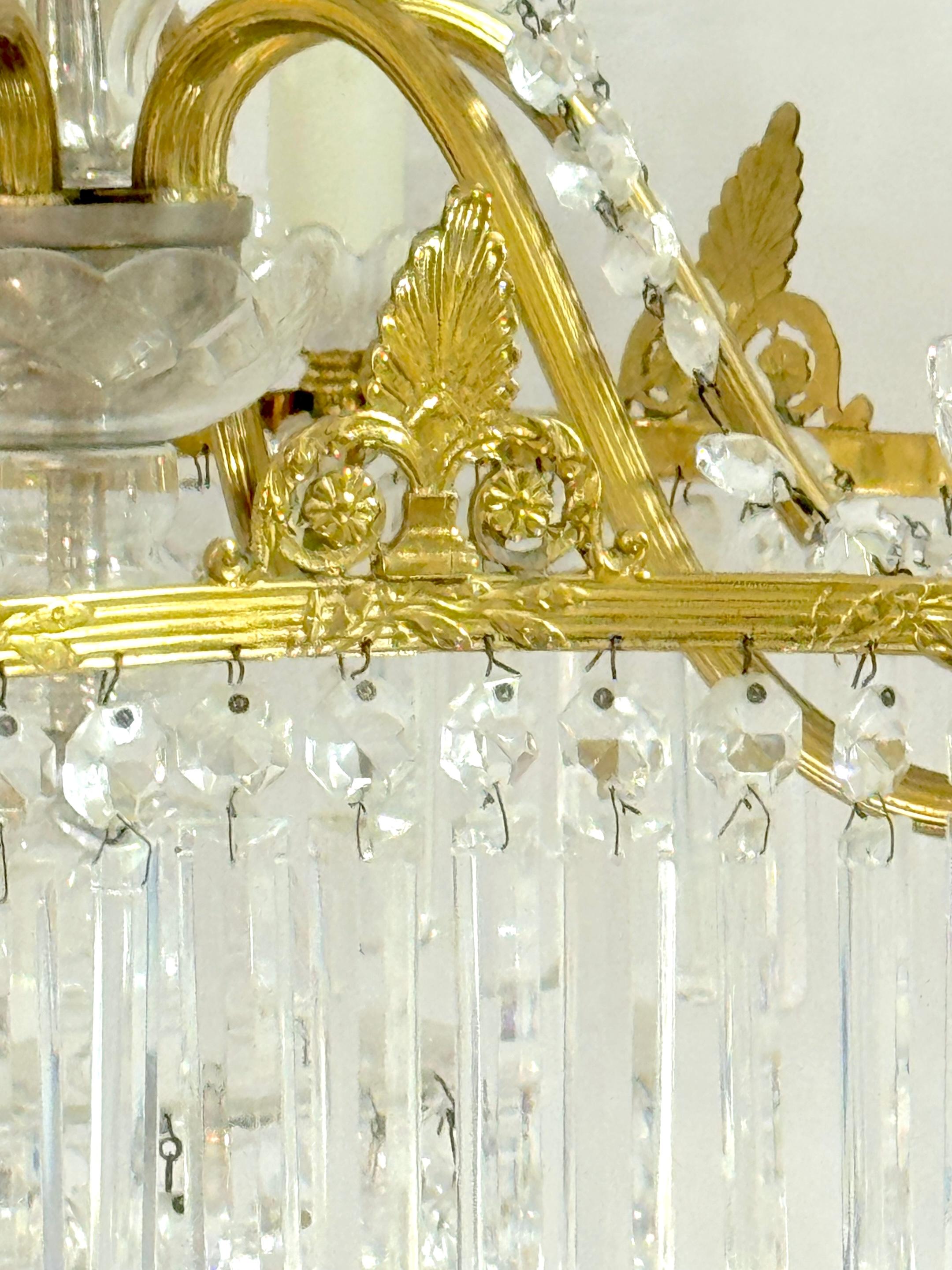 Baccarat Crystal & Ormolu Neoclassical 6-Light Chandelier 6