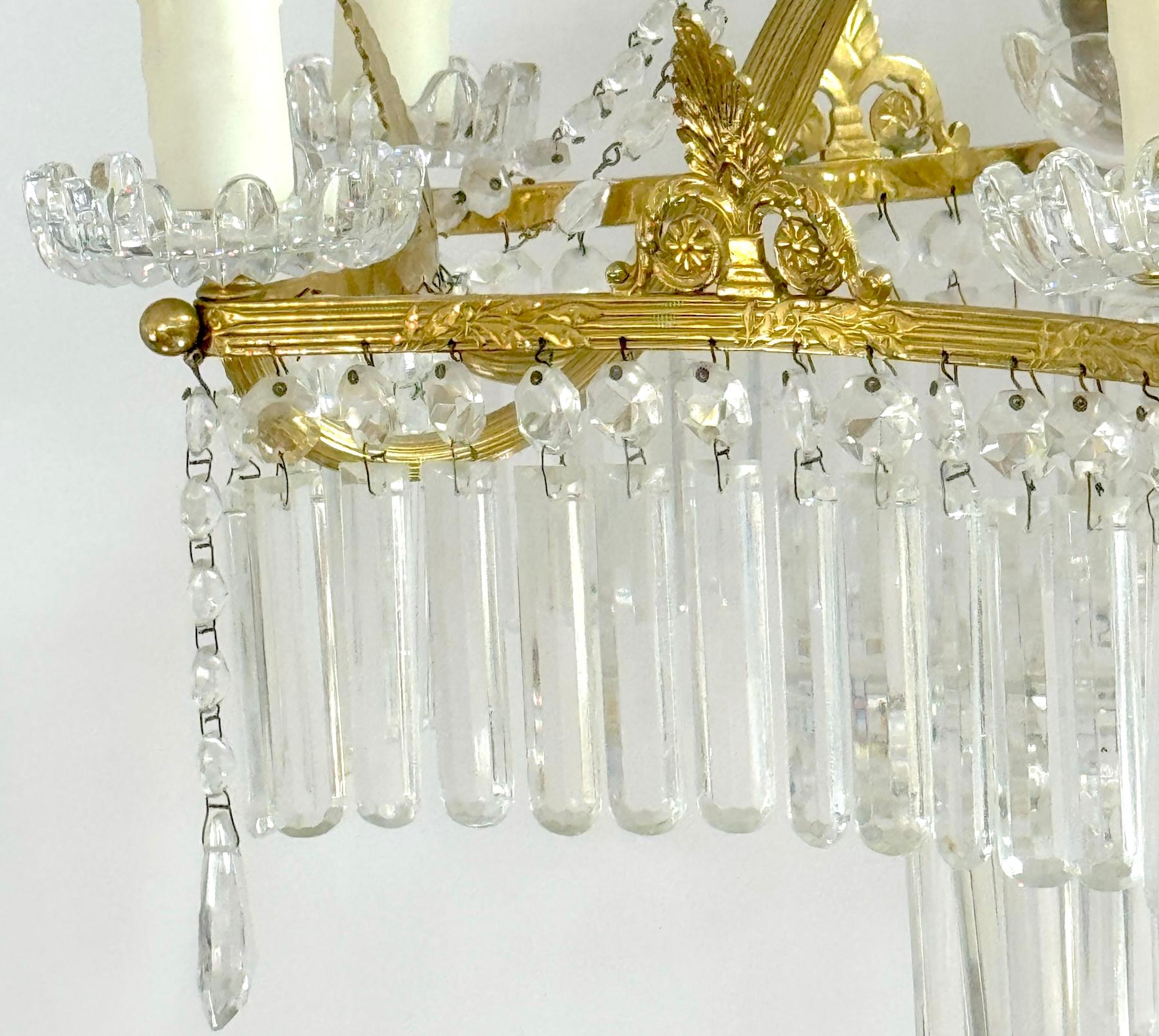 Baccarat Crystal & Ormolu Neoclassical 6-Light Chandelier 7