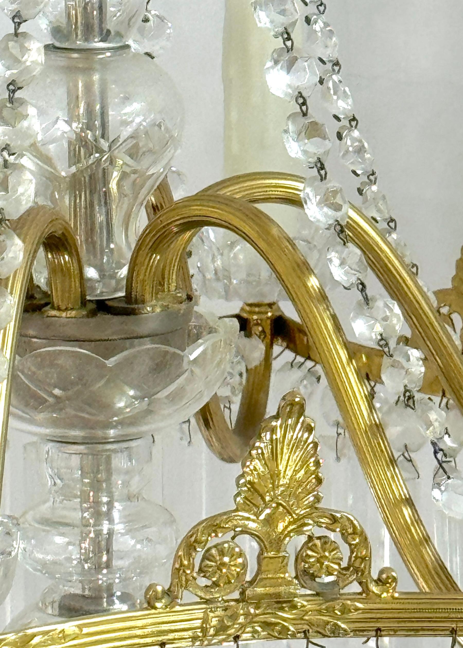 Baccarat Crystal & Ormolu Neoclassical 6-Light Chandelier 8