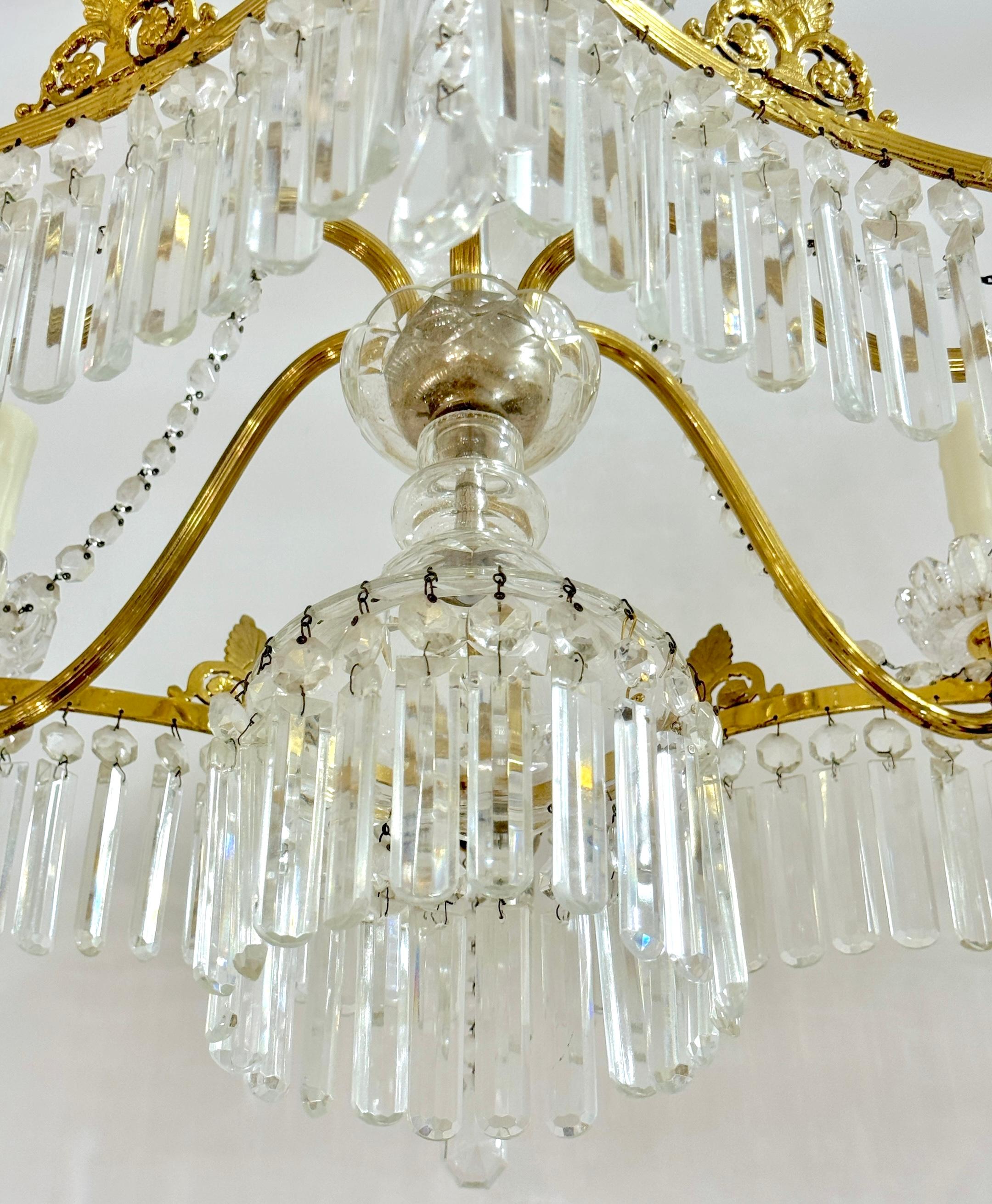 Baccarat Crystal & Ormolu Neoclassical 6-Light Chandelier 9