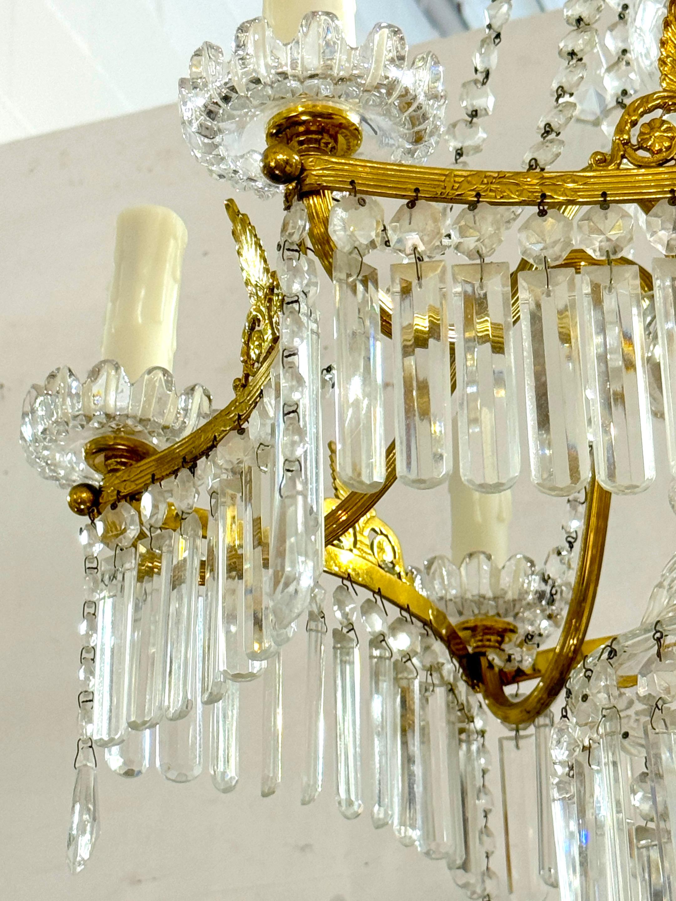 Baccarat Crystal & Ormolu Neoclassical 6-Light Chandelier In Good Condition In West Palm Beach, FL