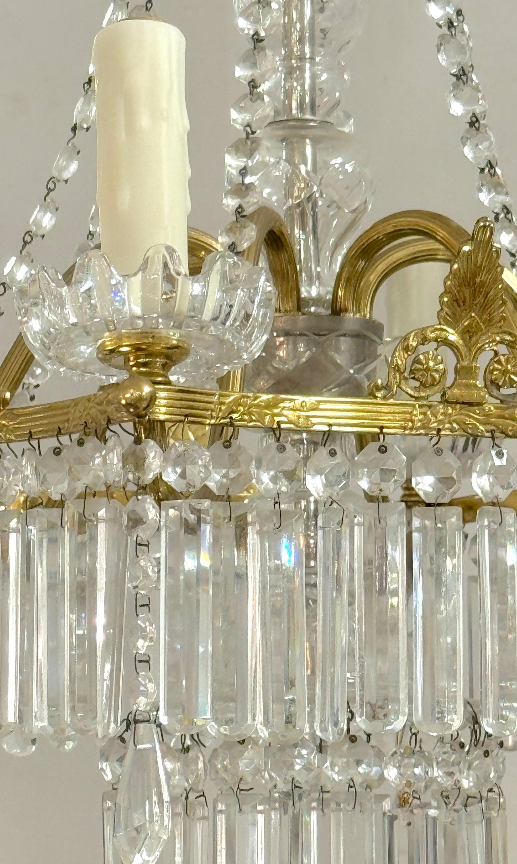 Baccarat Crystal & Ormolu Neoclassical 6-Light Chandelier 1