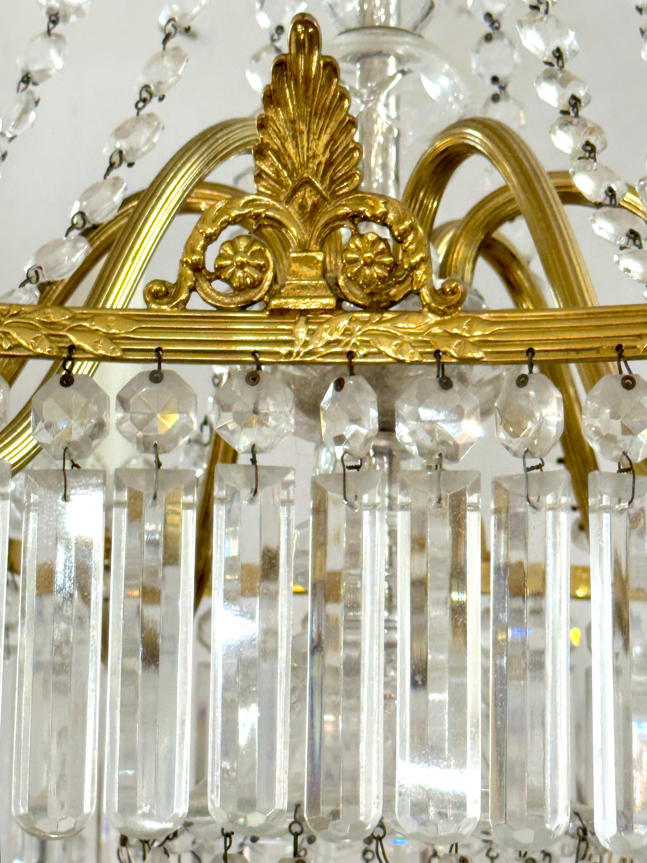 Baccarat Crystal & Ormolu Neoclassical 6-Light Chandelier 2
