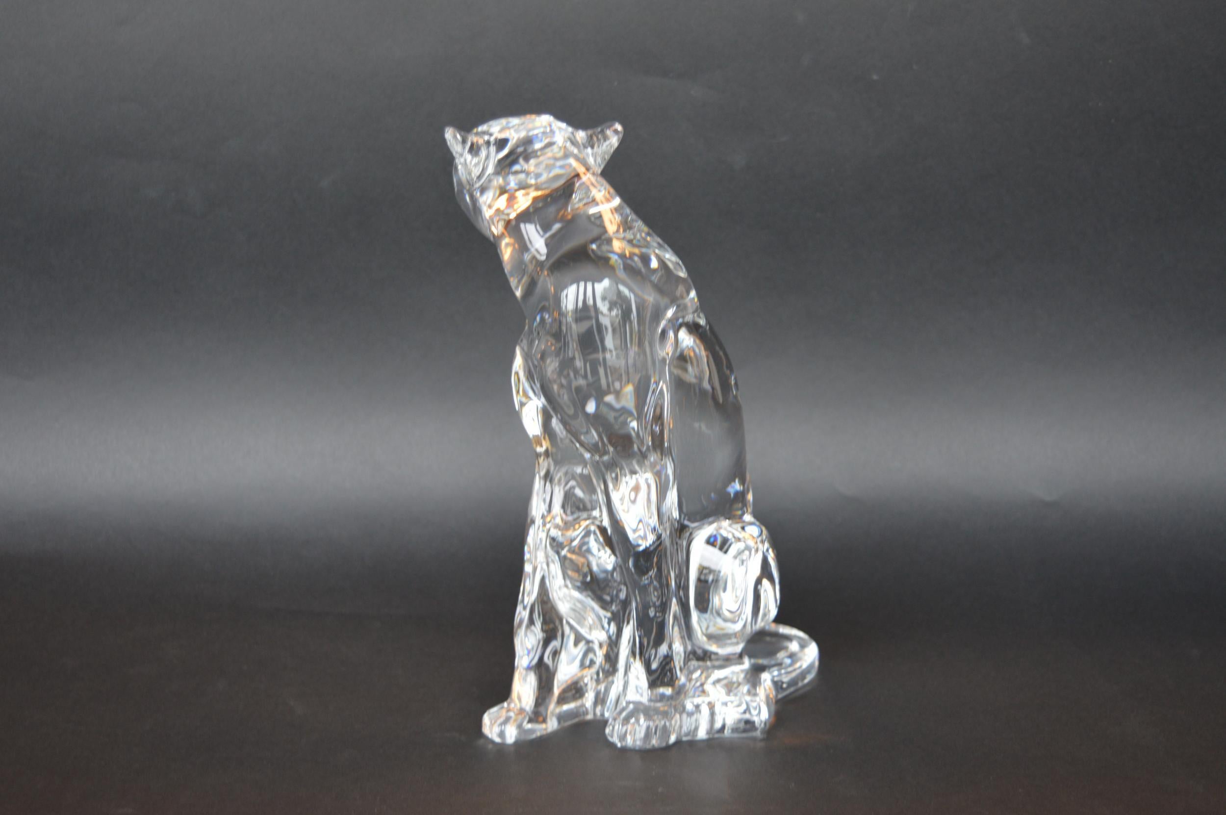 Contemporary Baccarat Crystal Panther Figure