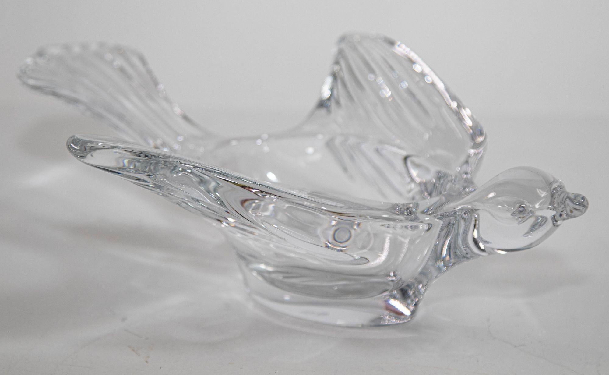 BACCARAT Crystal Peace Dove Vide Poche Catchall Ashtray Paperweight Dish 1980s 4