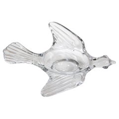 Antique BACCARAT Crystal Peace Dove Vide Poche Catchall Ashtray Paperweight Dish 1980s