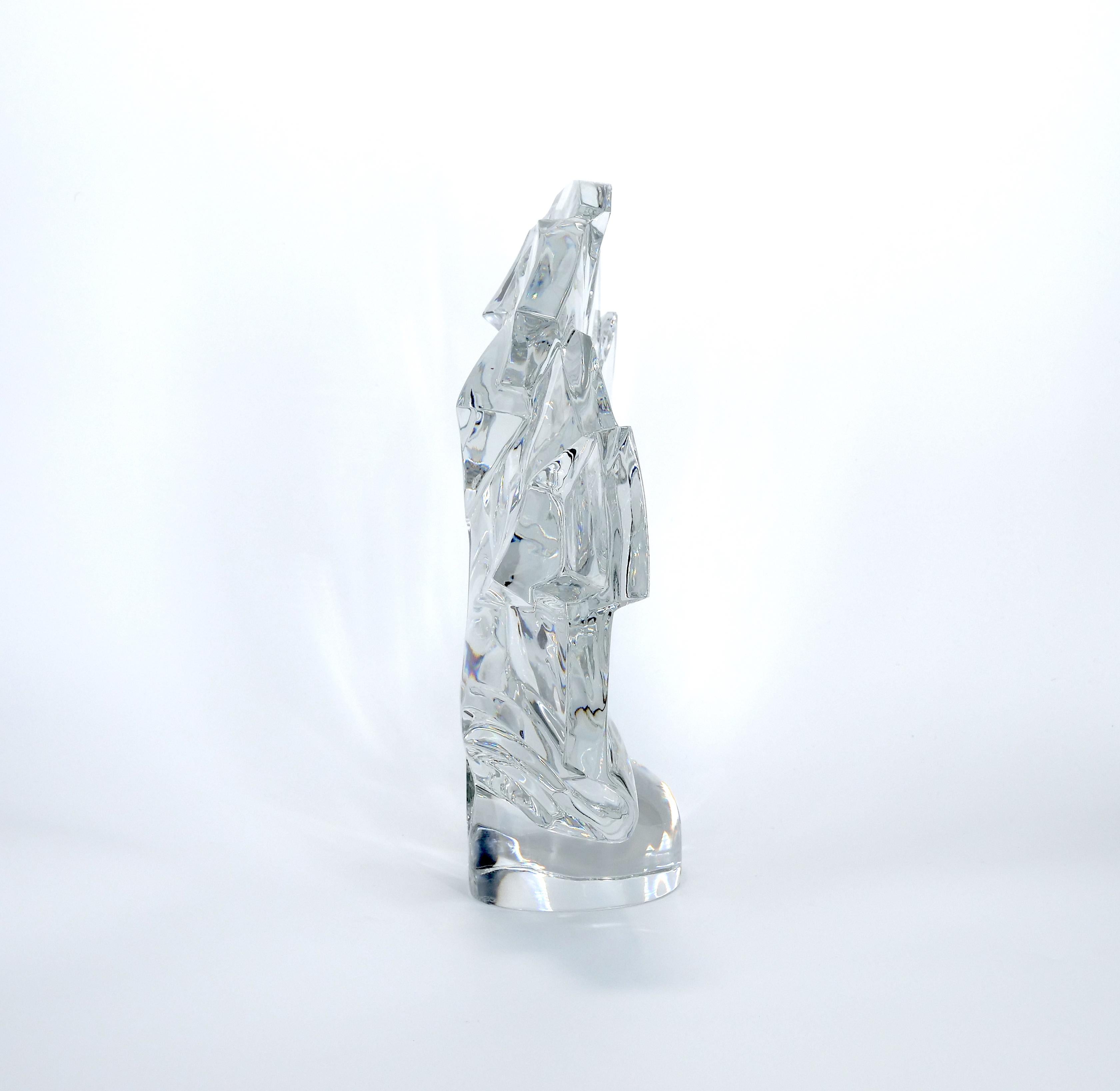 20th Century Baccarat Crystal Peacock Centerpiece Sculpture For Sale