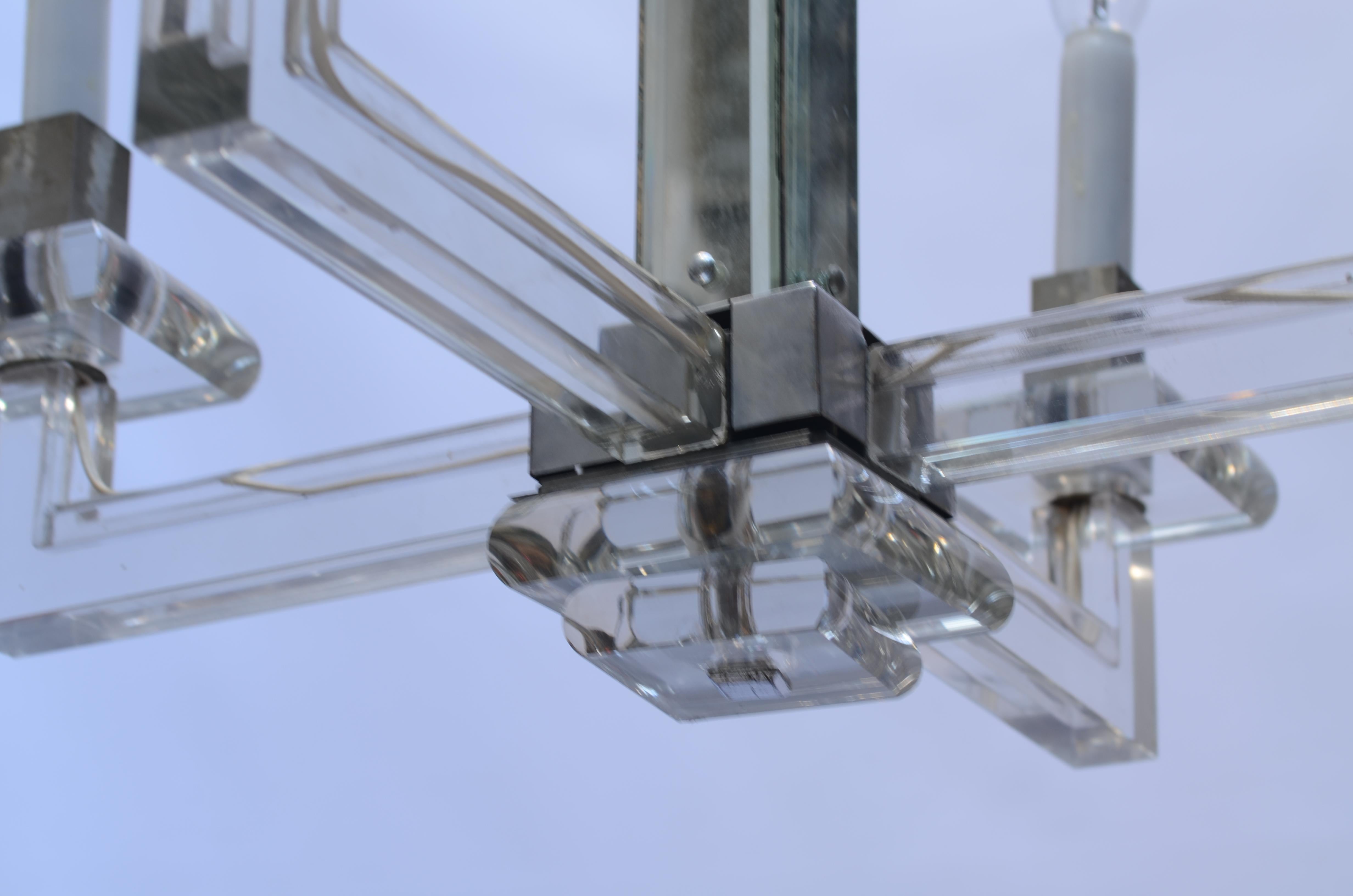 French Baccarat crystal pendant attributed to Jacques Adnet For Sale