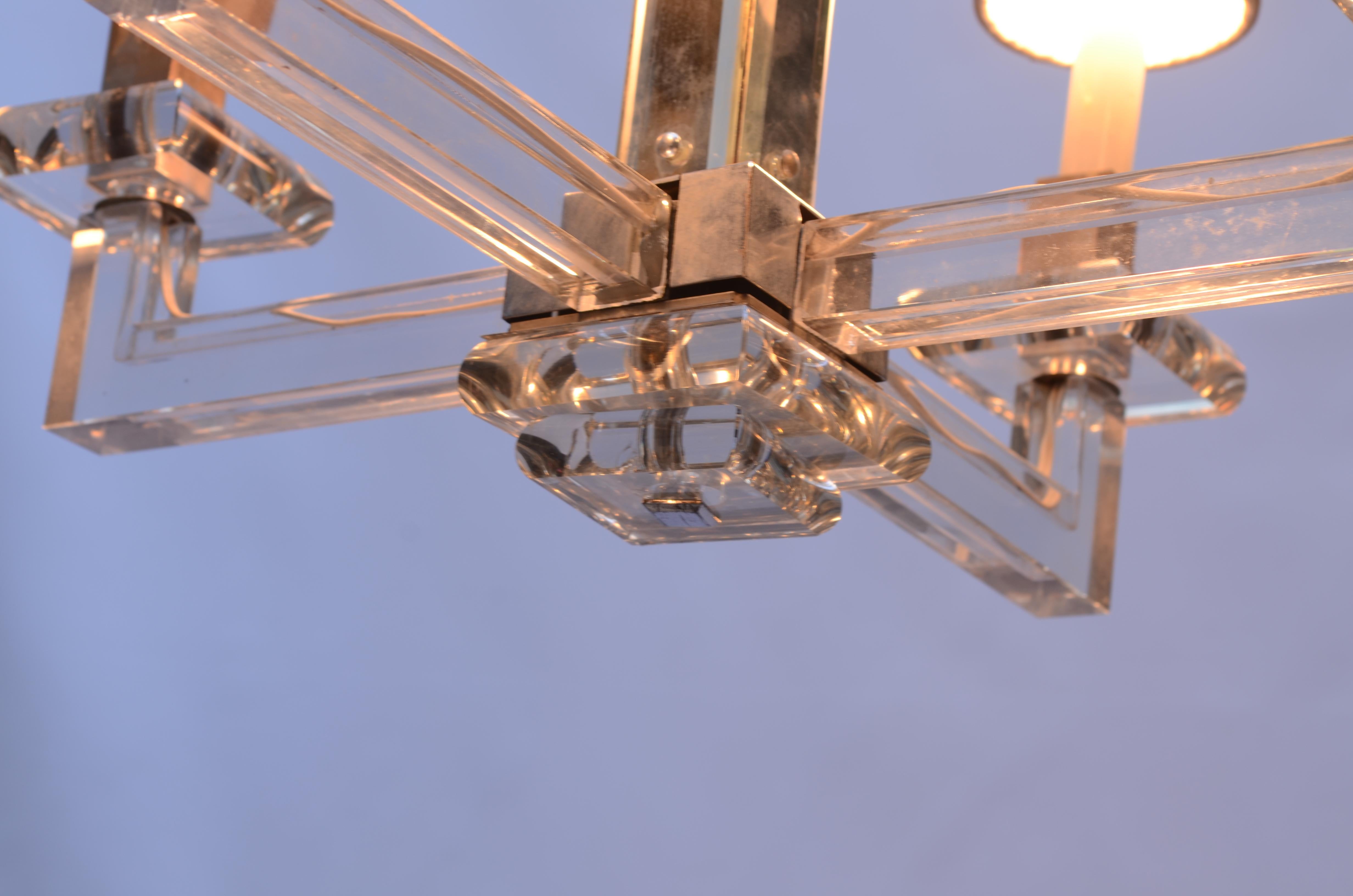 Baccarat crystal pendant attributed to Jacques Adnet For Sale 1