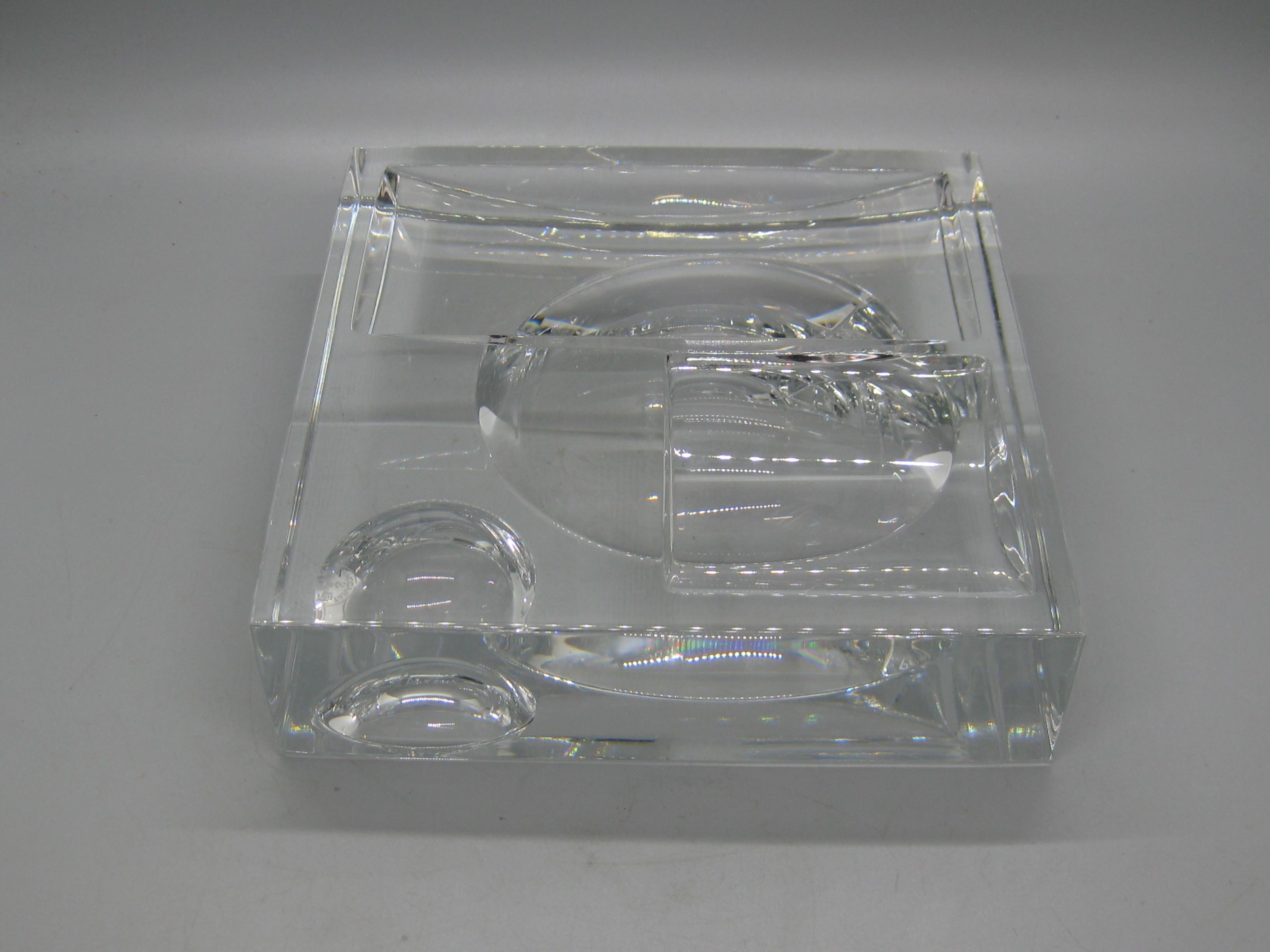 Baccarat Crystal Reversible Sculptural Trinket Desk Tray Sculpture France Signed For Sale 5