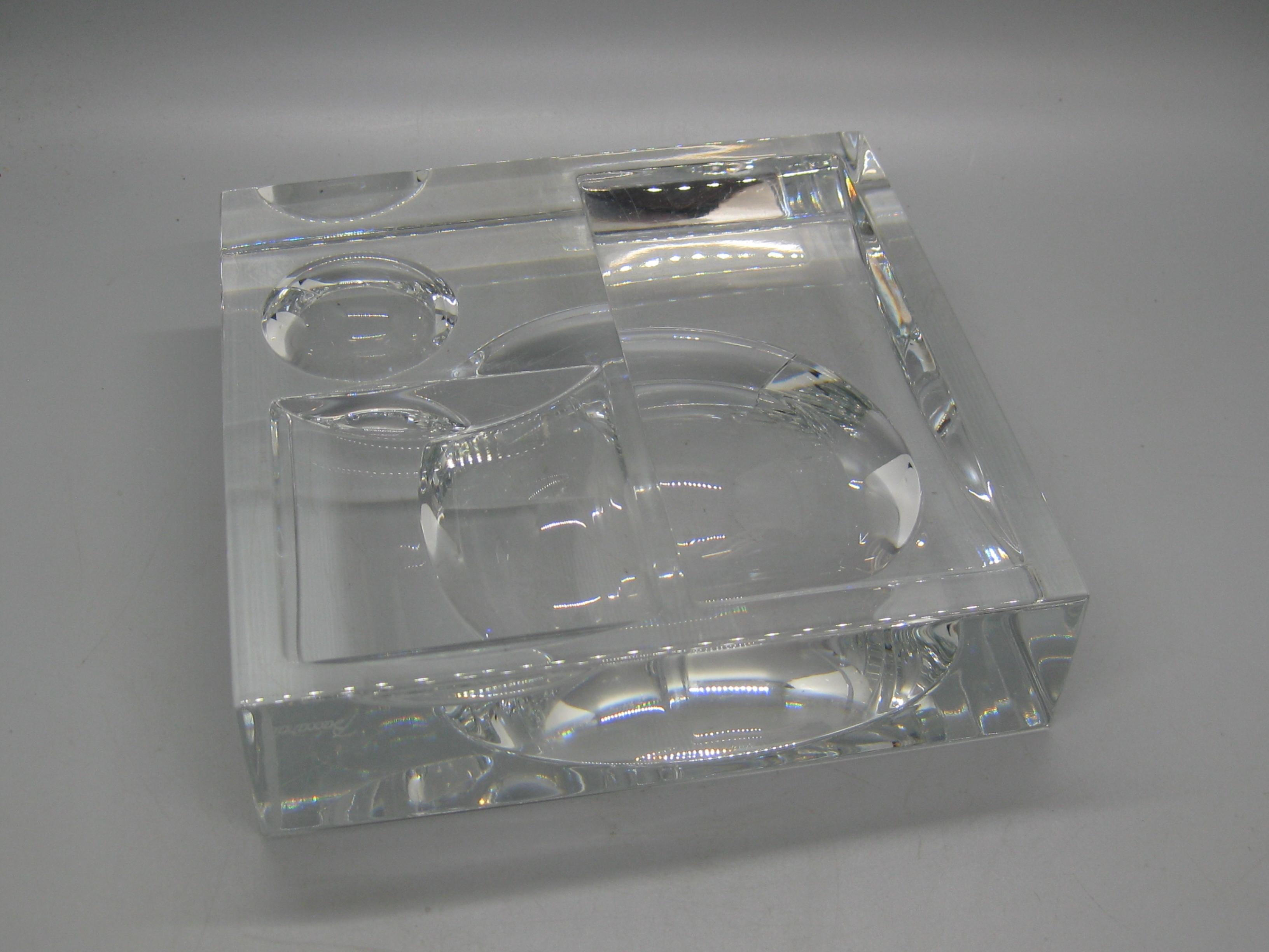 Baccarat Crystal Reversible Sculptural Trinket Desk Tray Sculpture France Signed For Sale 6