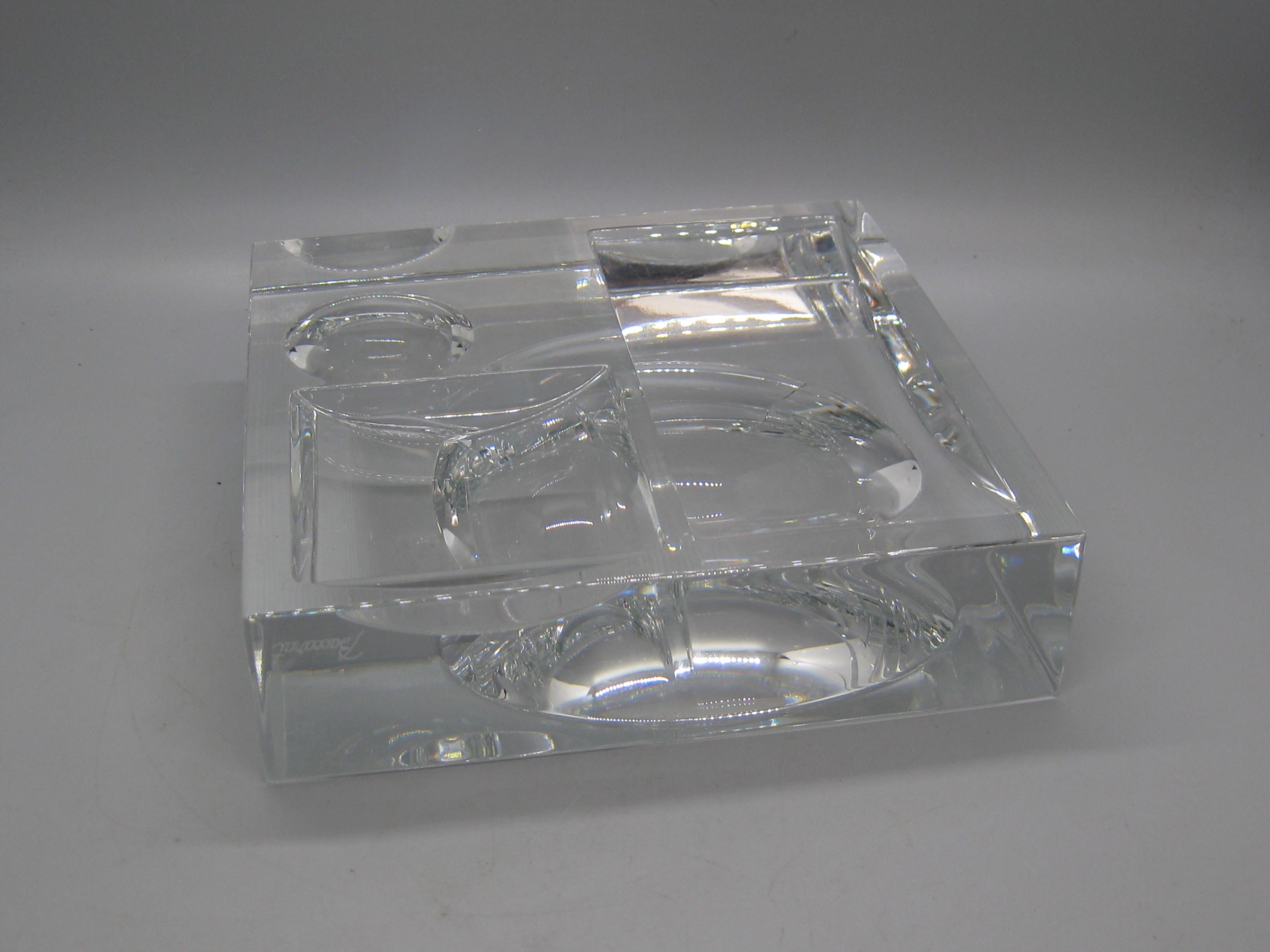 Baccarat Crystal Reversible Sculptural Trinket Desk Tray Sculpture France Signed For Sale 7