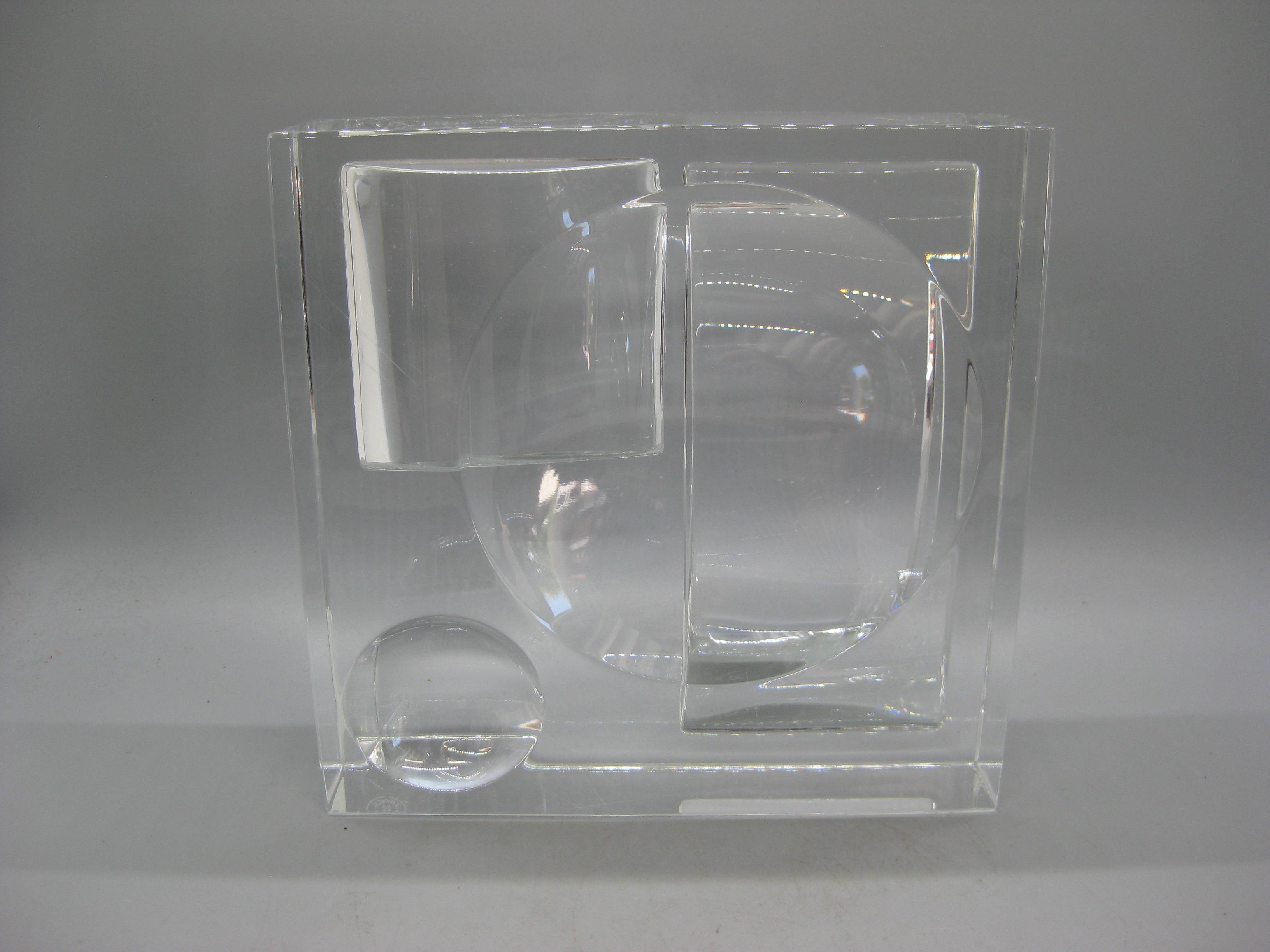 Baccarat Crystal Reversible Sculptural Trinket Desk Tray Sculpture France Signed For Sale 8