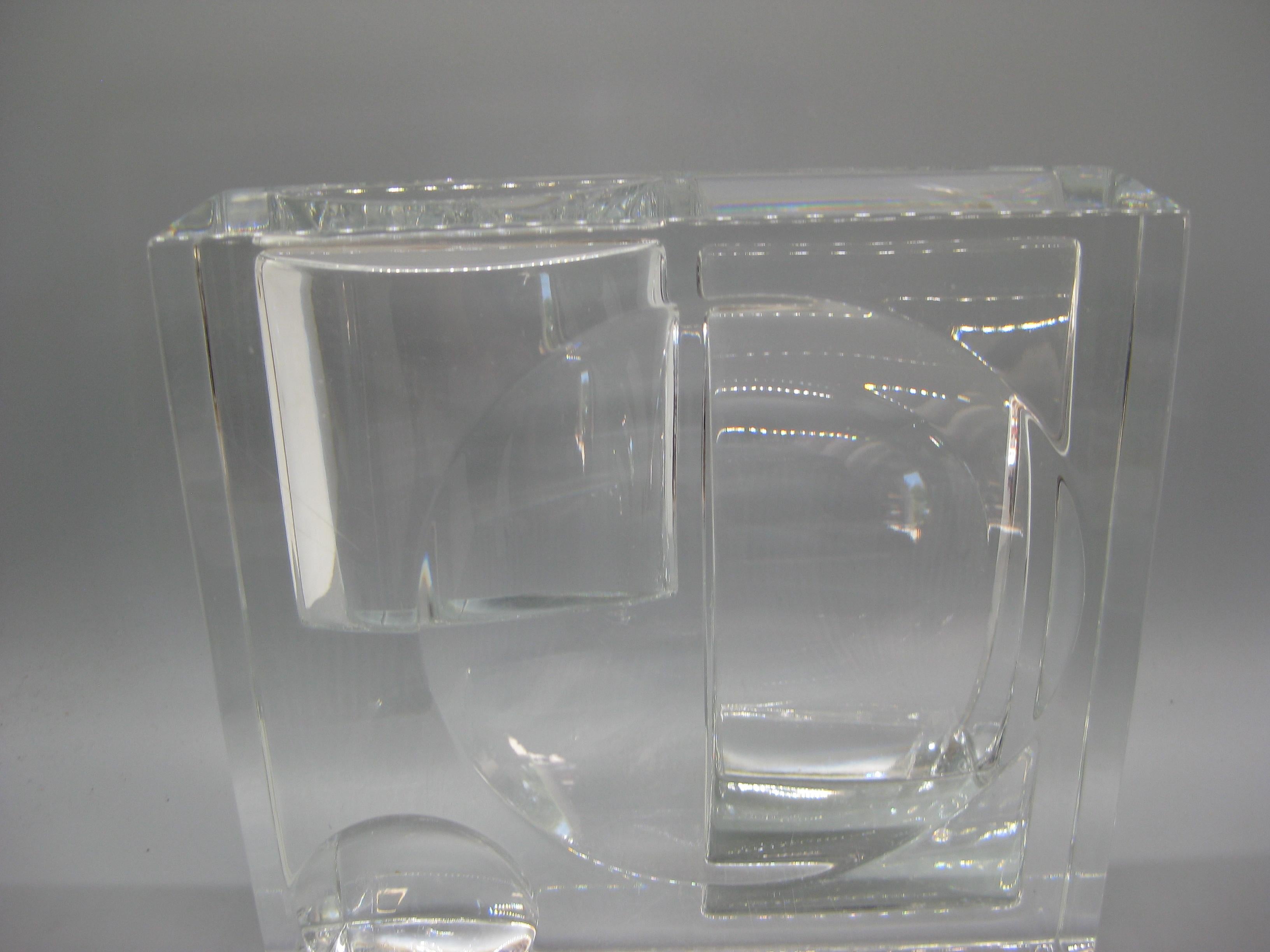 Baccarat Crystal Reversible Sculptural Trinket Desk Tray Sculpture France Signed For Sale 9