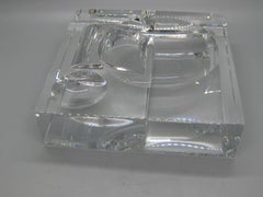 Baccarat Crystal Reversible Sculptural Trinket Desk Tray Sculpture France Signed