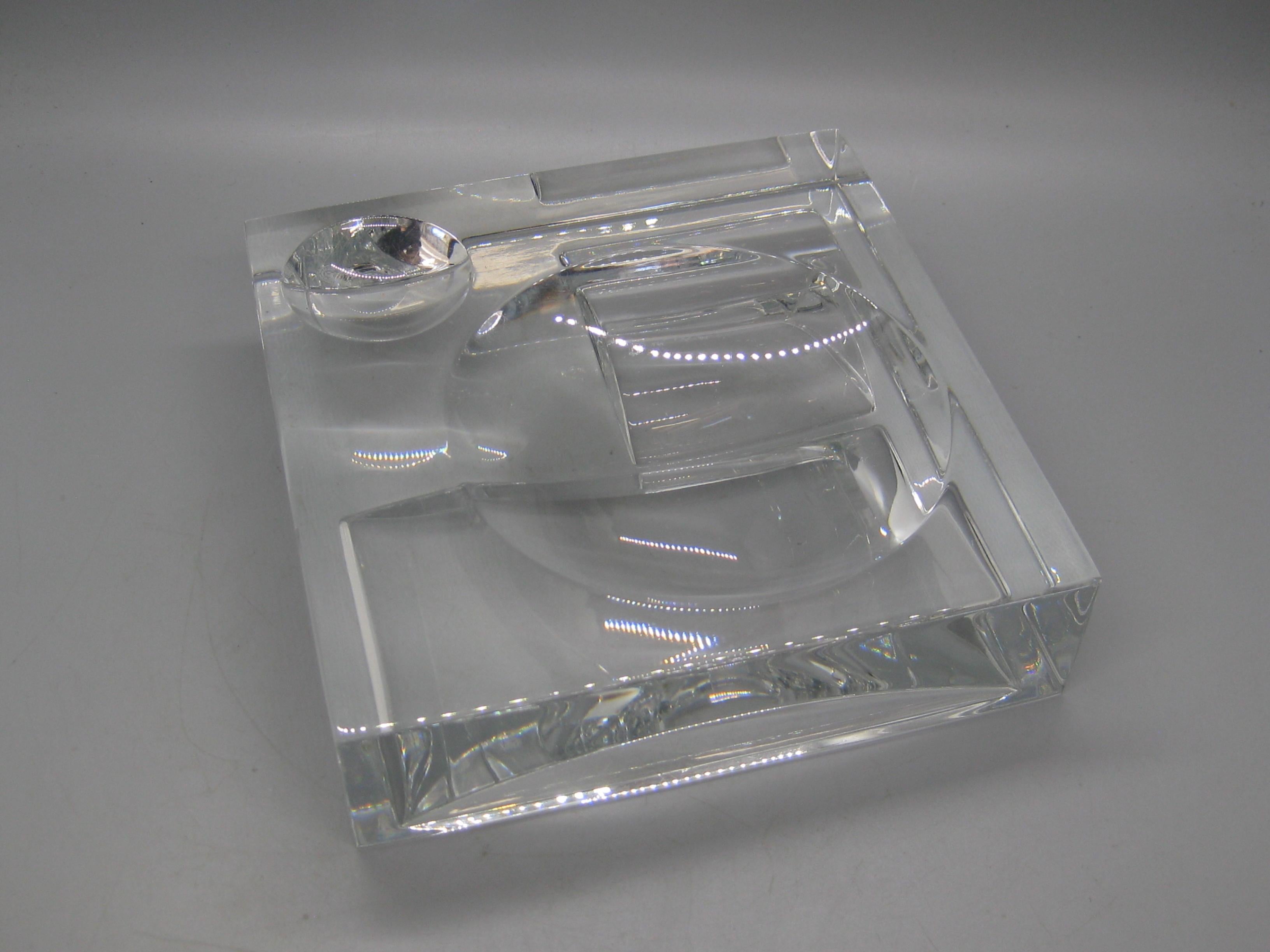Baccarat Crystal Reversible Sculptural Trinket Desk Tray Sculpture France Signed In Good Condition For Sale In San Diego, CA