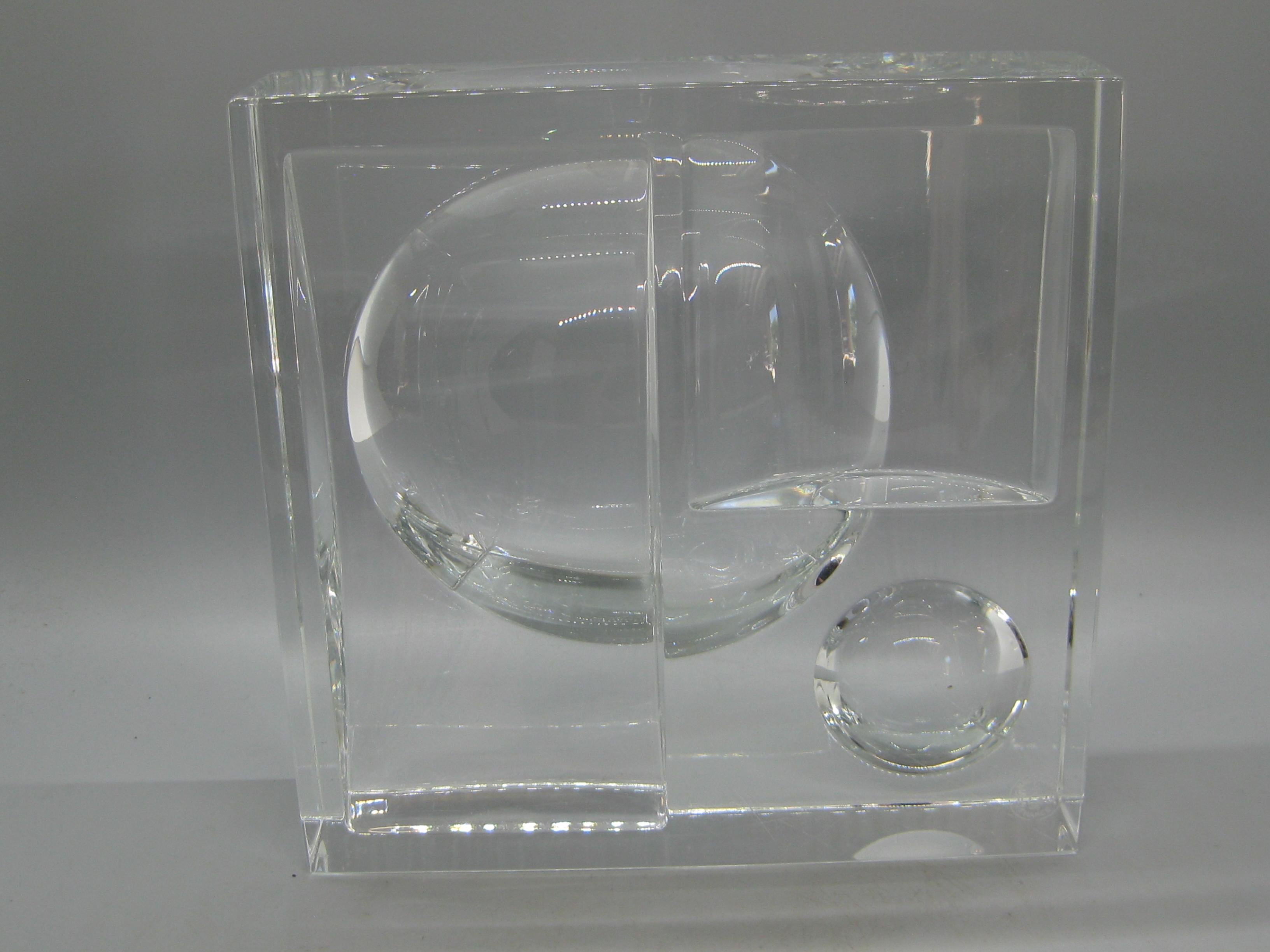 Baccarat Crystal Reversible Sculptural Trinket Desk Tray Sculpture France Signed For Sale 1