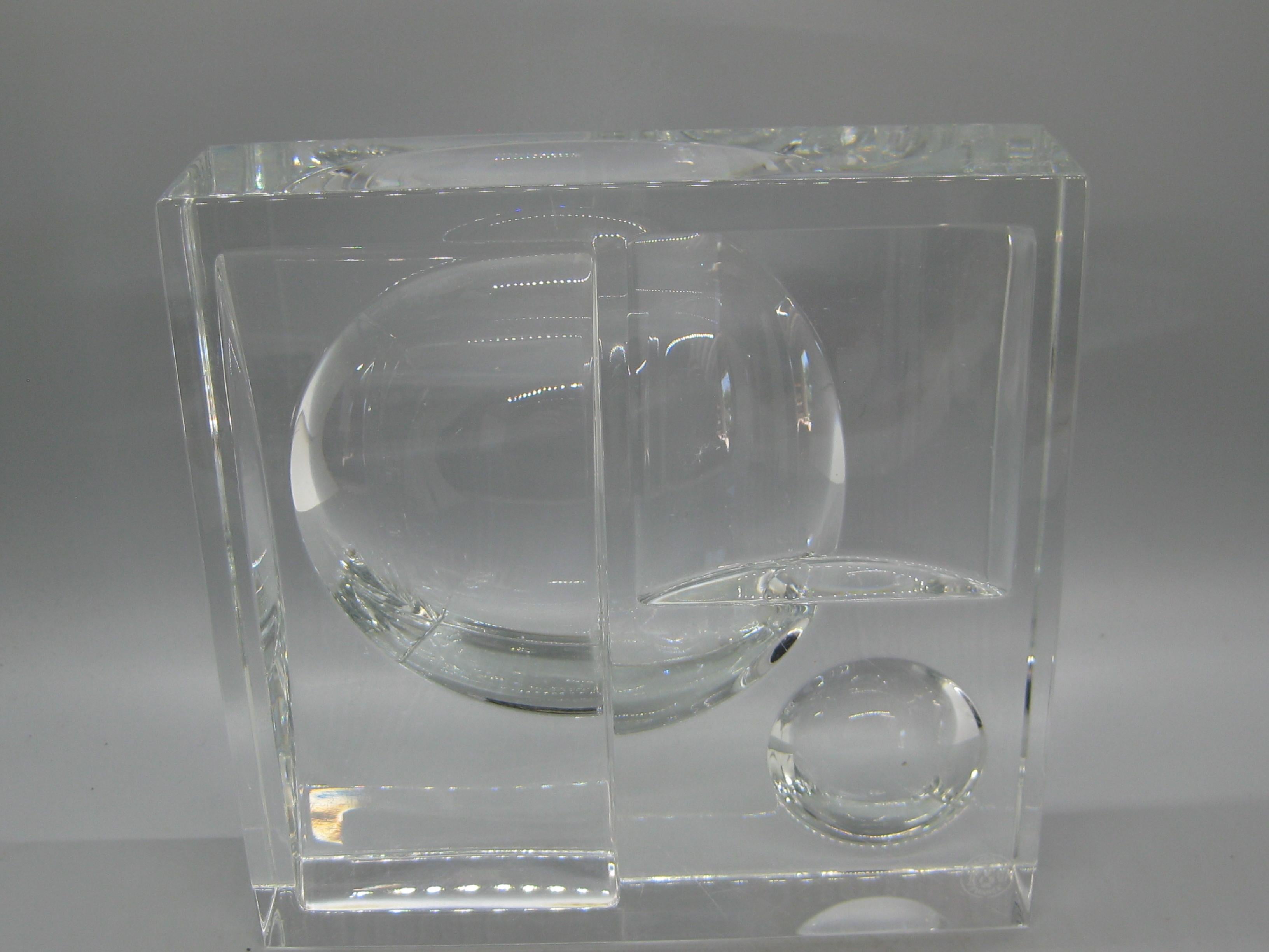 Baccarat Crystal Reversible Sculptural Trinket Desk Tray Sculpture France Signed For Sale 2