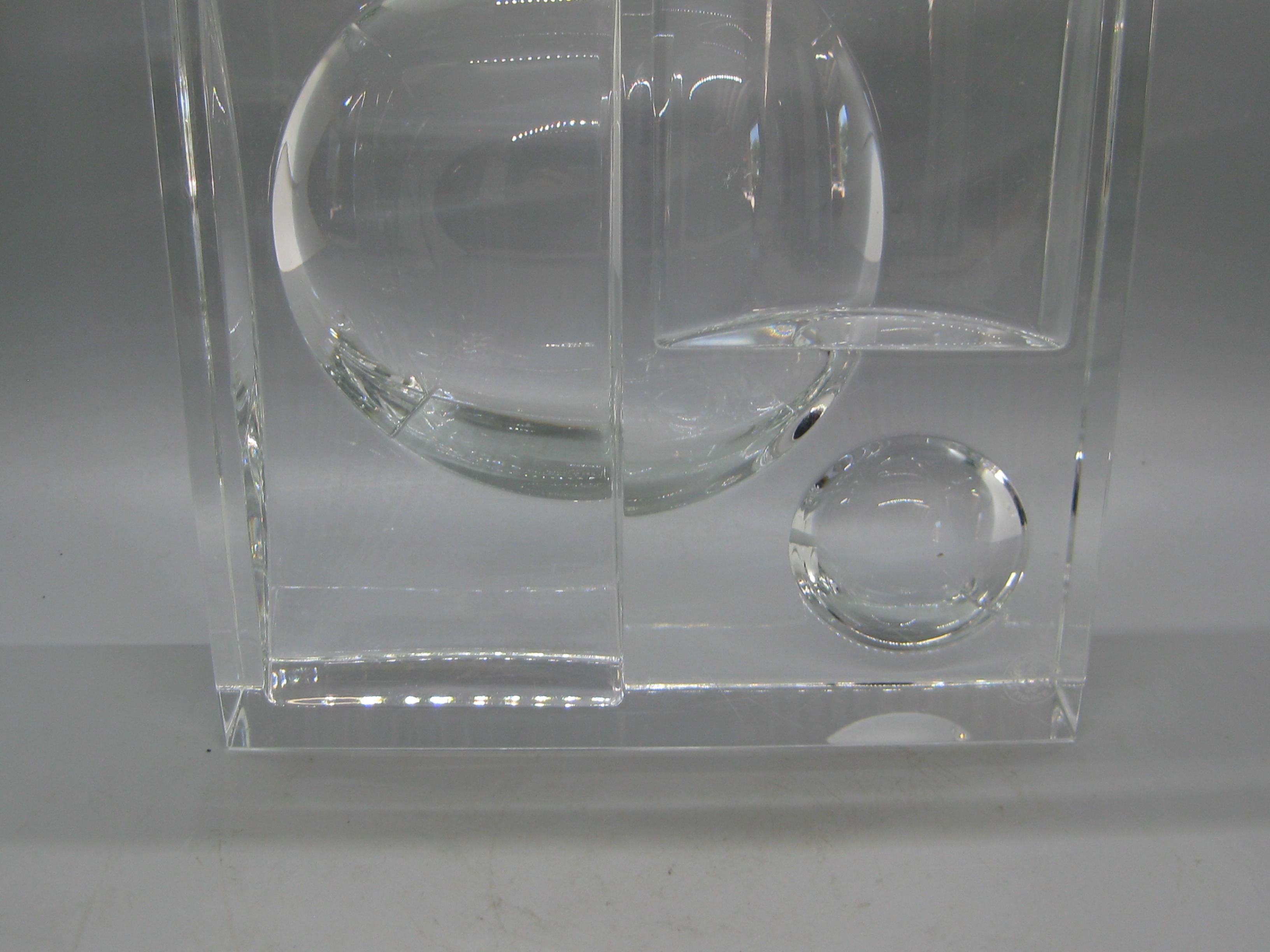 Baccarat Crystal Reversible Sculptural Trinket Desk Tray Sculpture France Signed For Sale 3