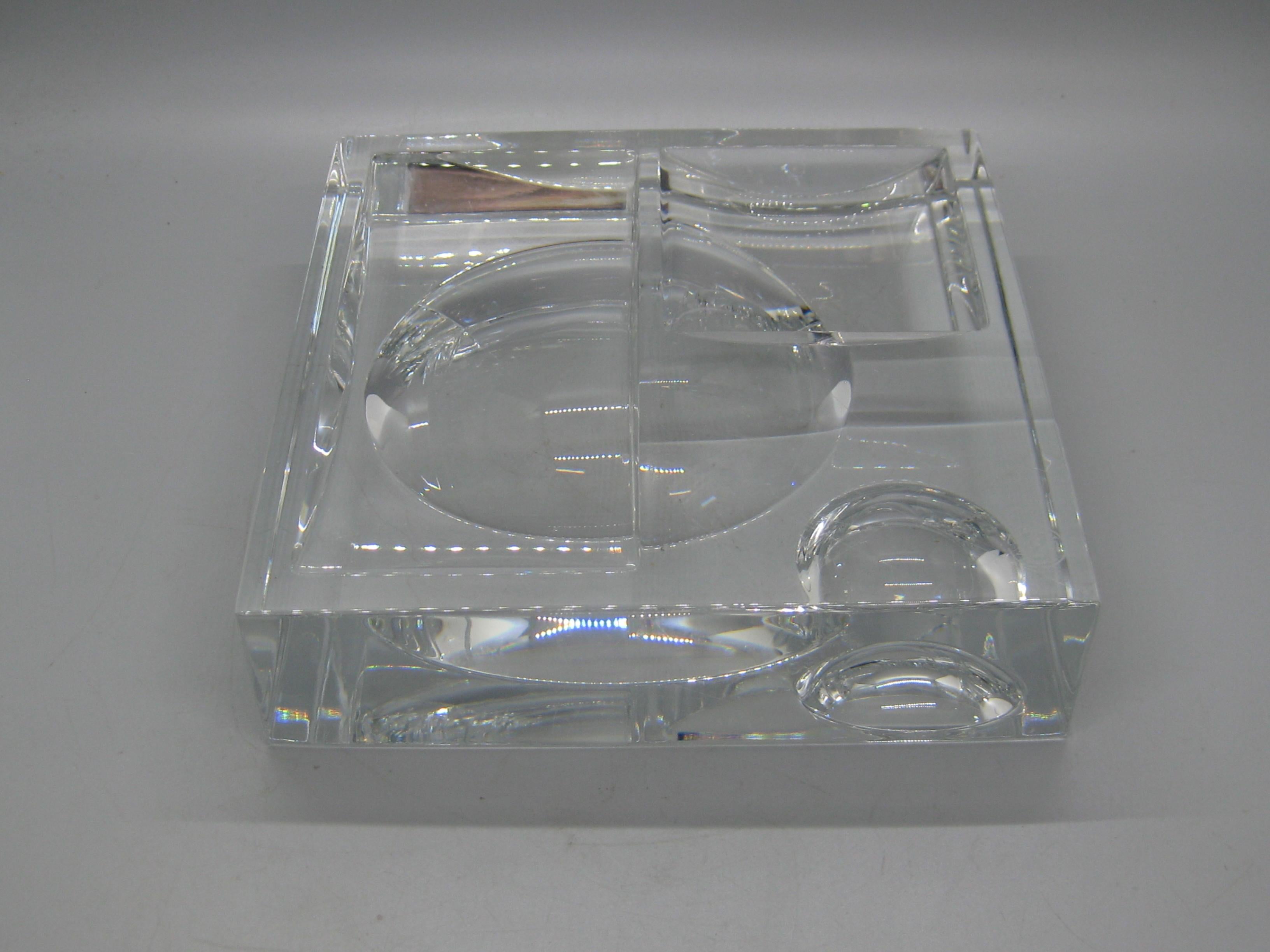 Baccarat Crystal Reversible Sculptural Trinket Desk Tray Sculpture France Signed For Sale 4