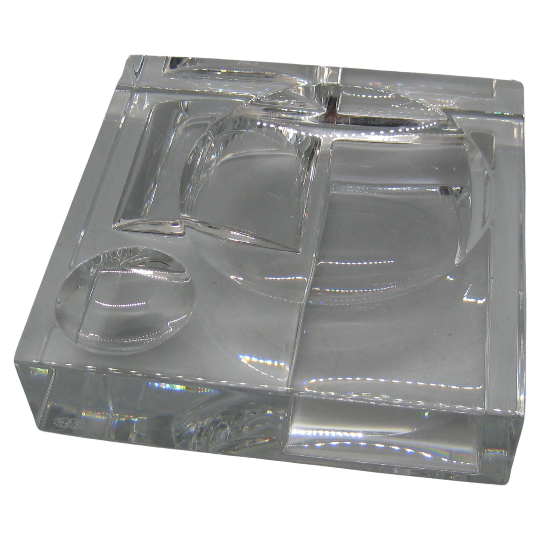 Baccarat Cristal Reversible Baratija Escritorio Bandeja Escultura Francia Firmado