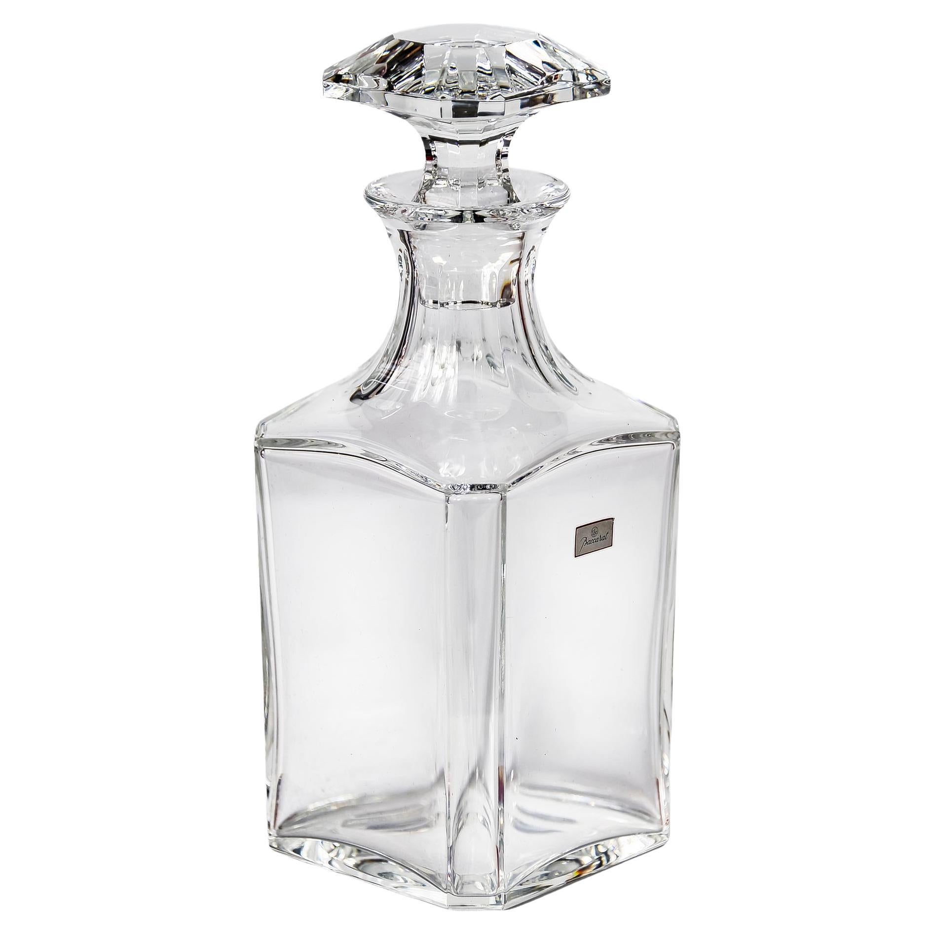 French Baccarat crystal Perfection square whiskey decanter.
Marked on the bottom and stopper.
Engraved on the side.
Original box.
Excellent condition.