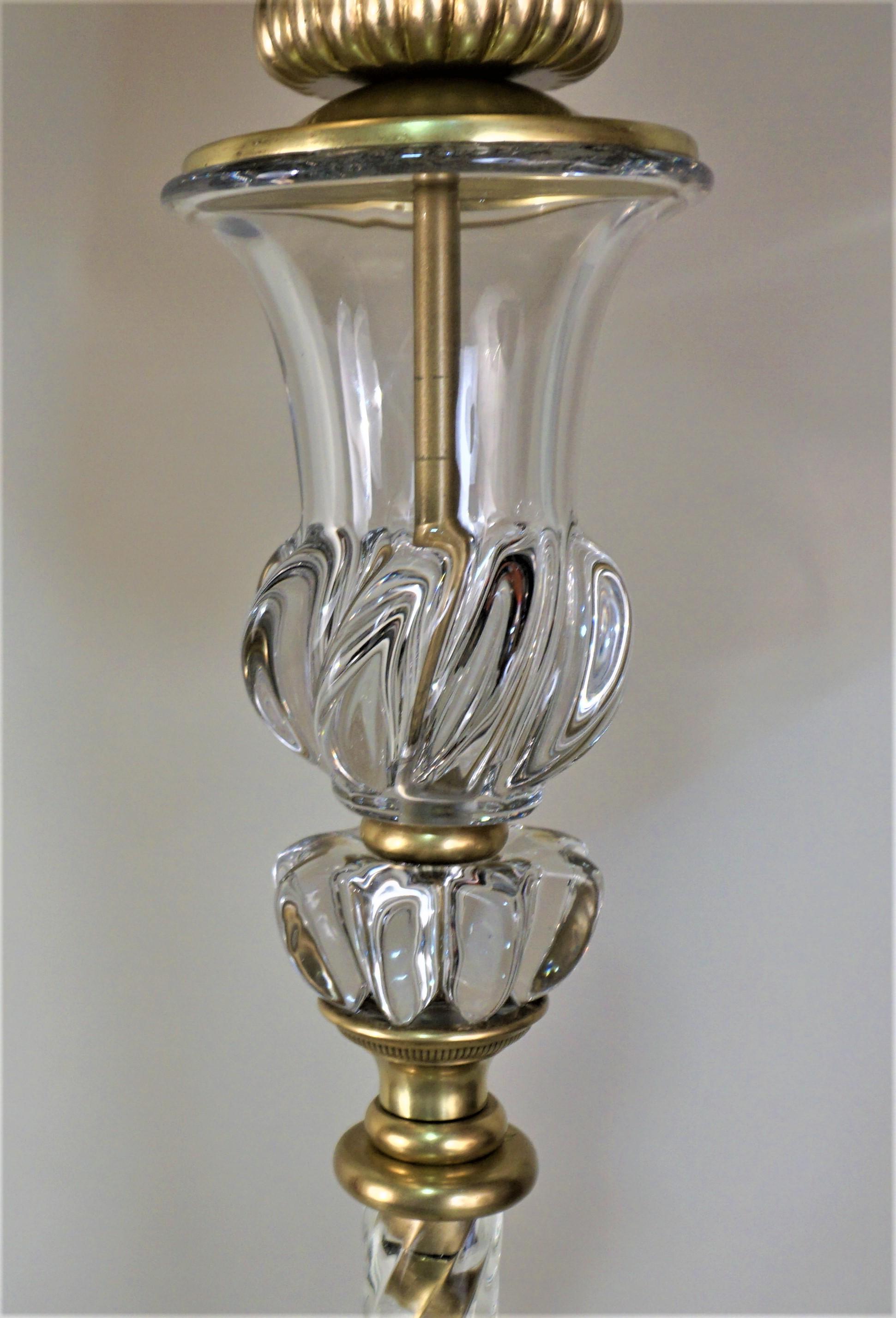 French Baccarat Crystal Style Art Deco Torchiere Floor Lamp