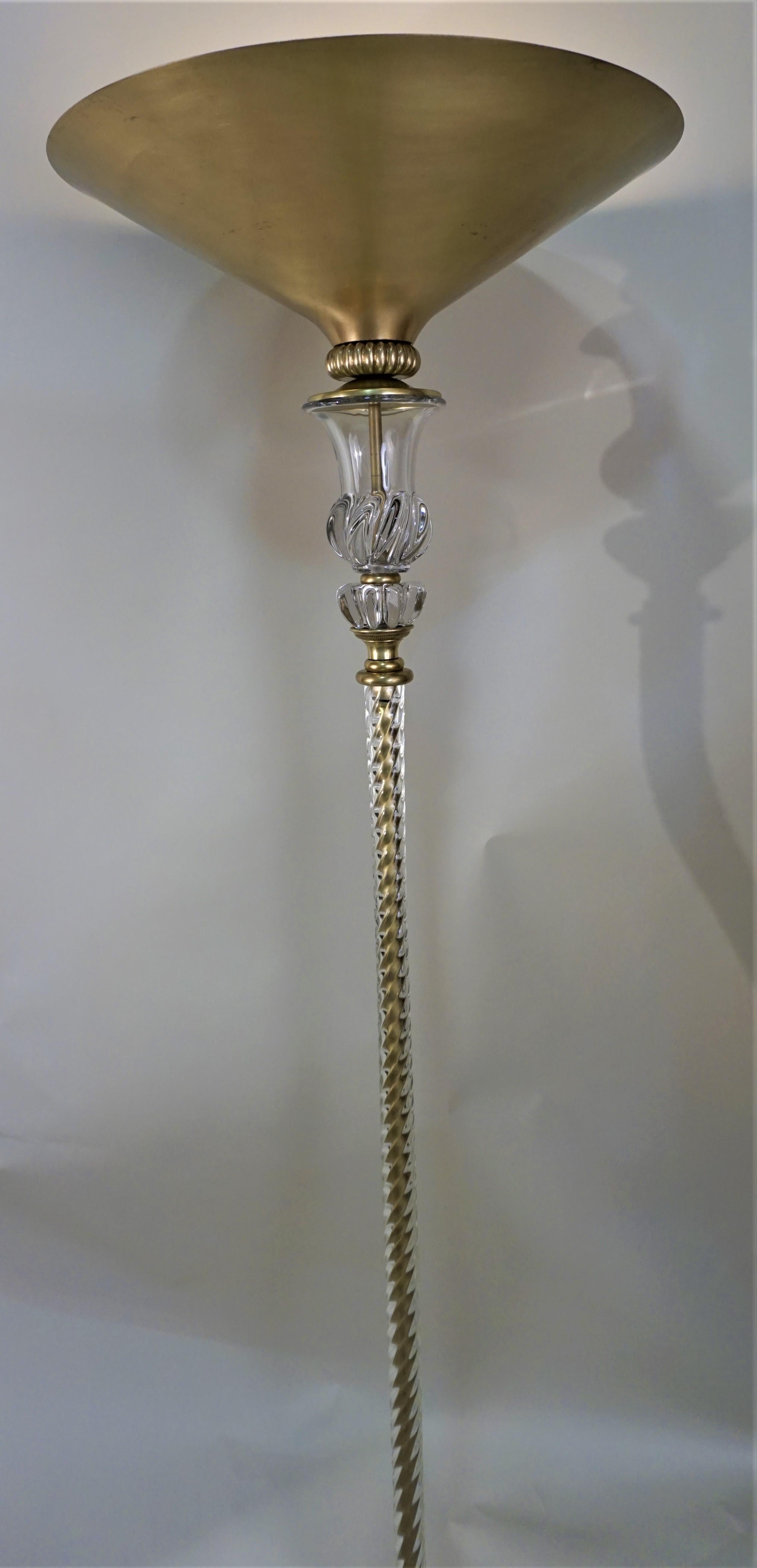 Bronze Baccarat Crystal Style Art Deco Torchiere Floor Lamp