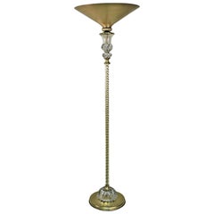 Baccarat Crystal Style Art Deco Torchiere Floor Lamp
