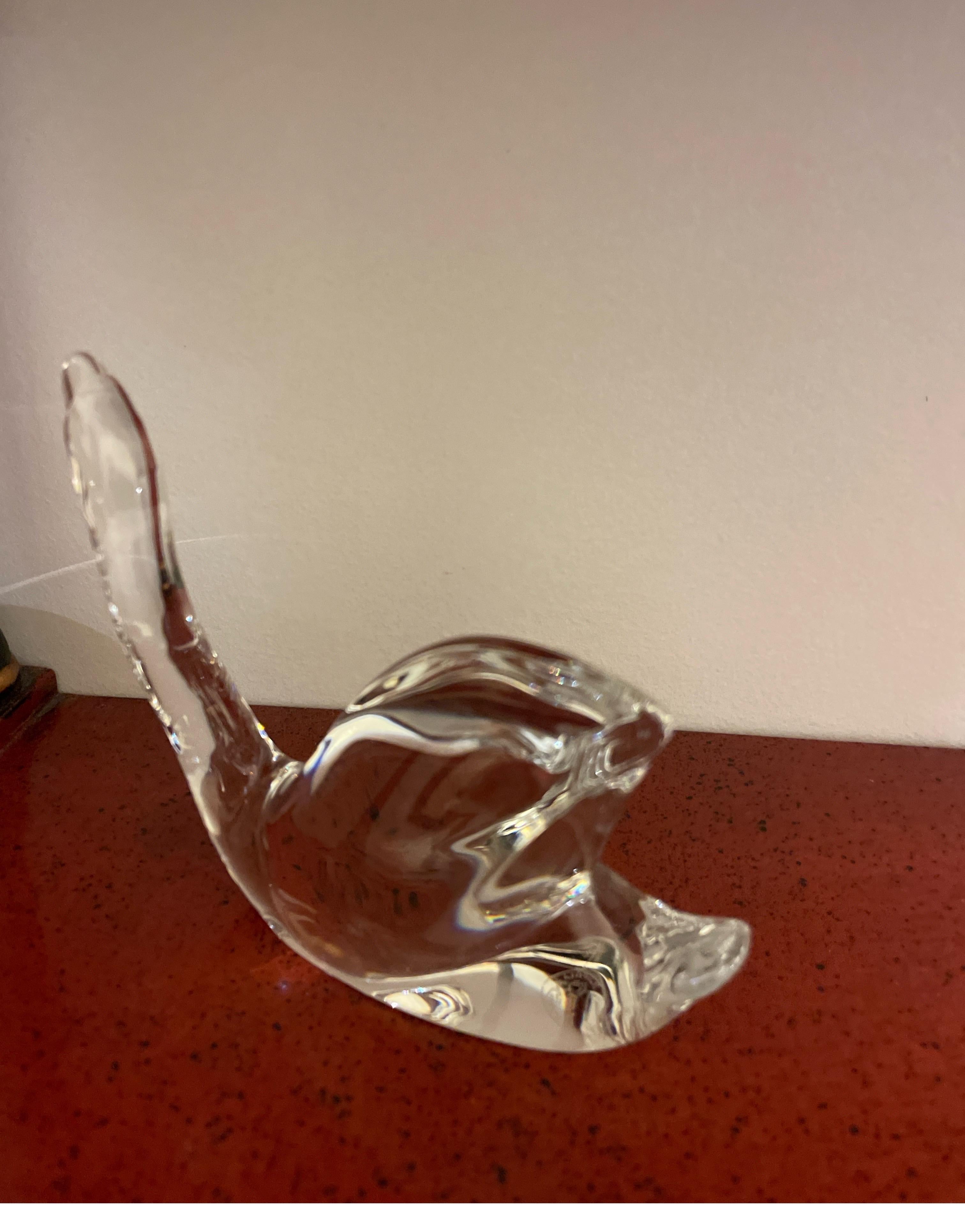 French Baccarat Crystal Swan Figurine / Paperweight For Sale