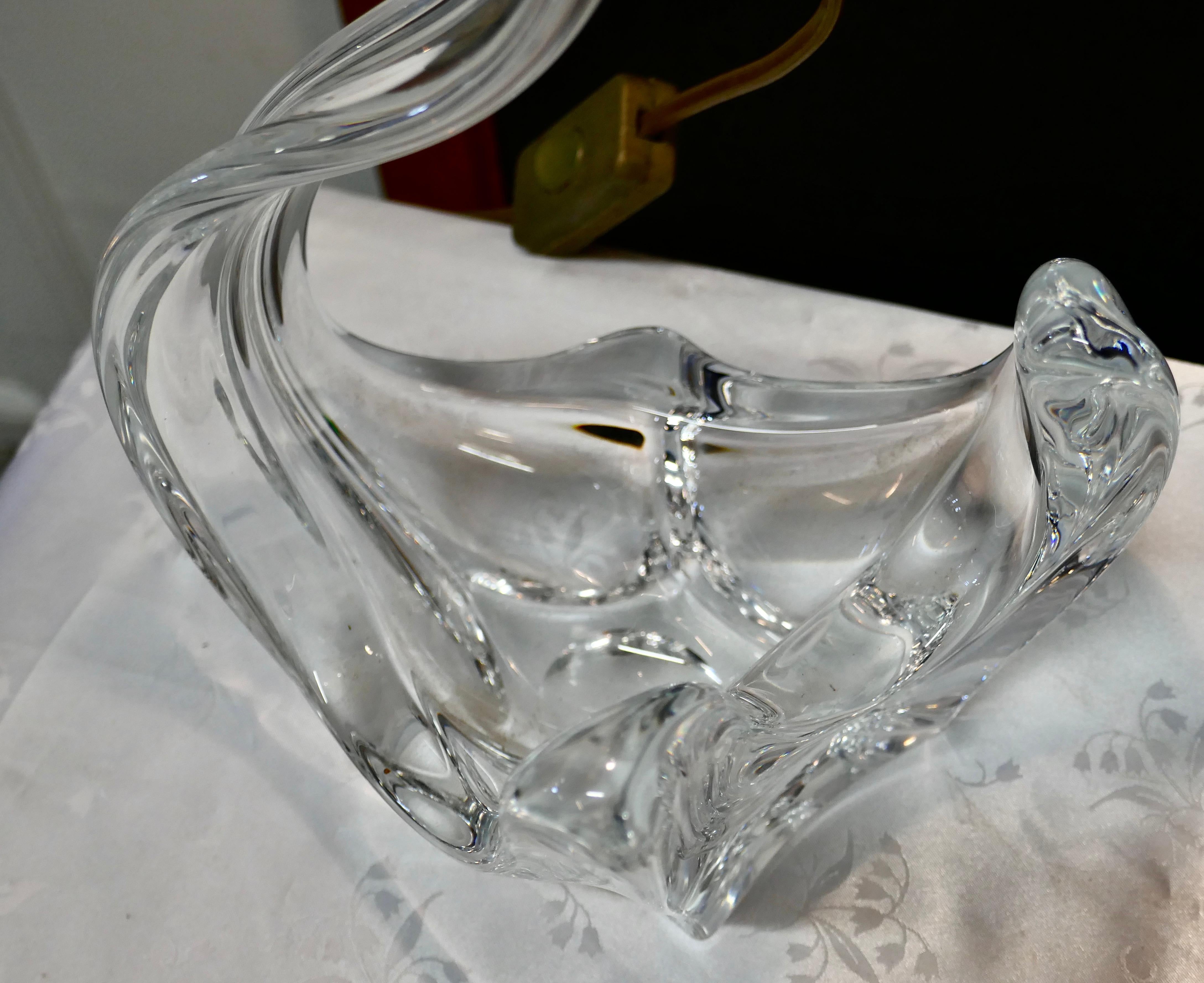 20th Century Baccarat Crystal Swimming Swan Shaped Lamp For Sale