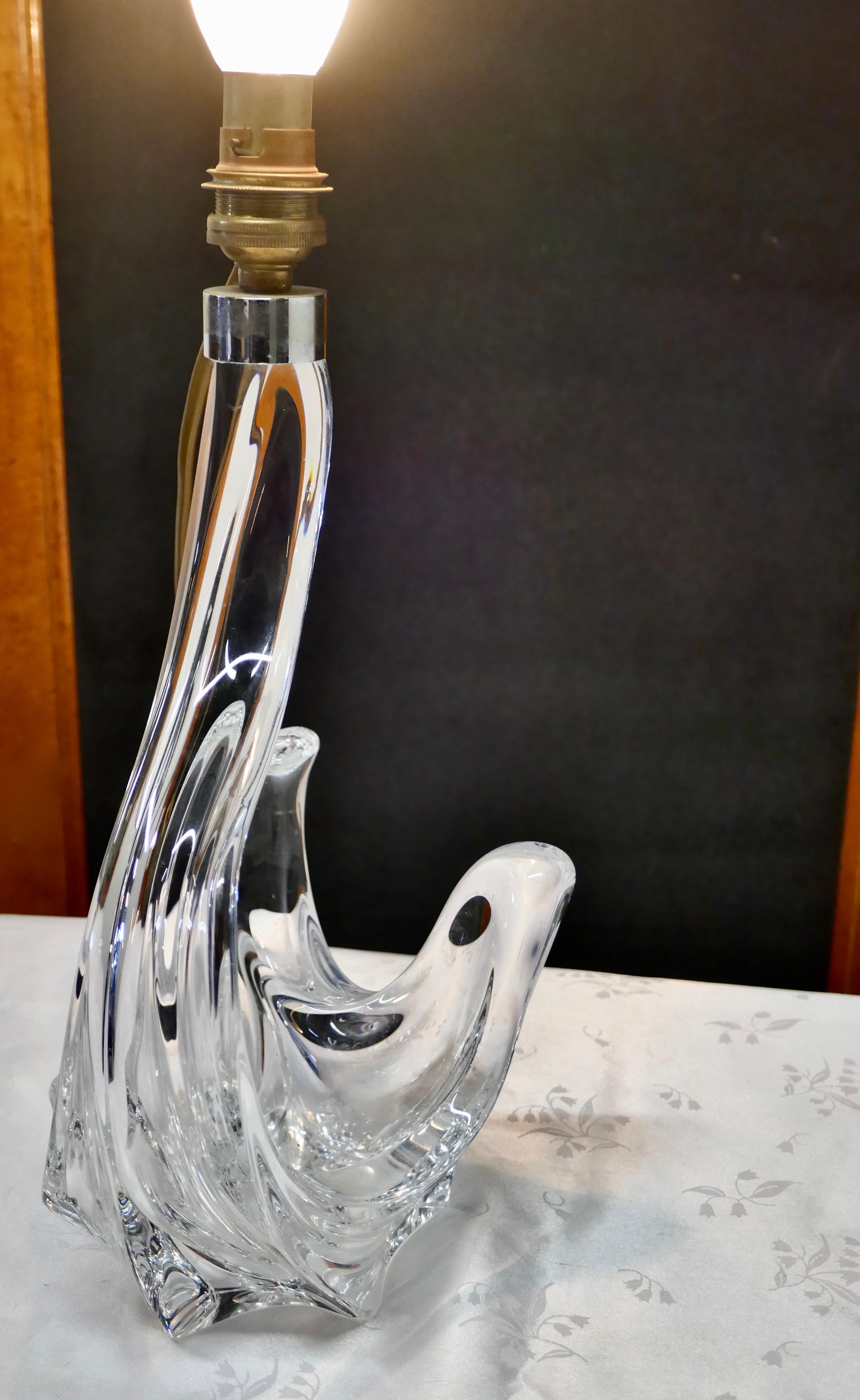 Baccarat Crystal Swimming Swan Shaped Lamp For Sale 1