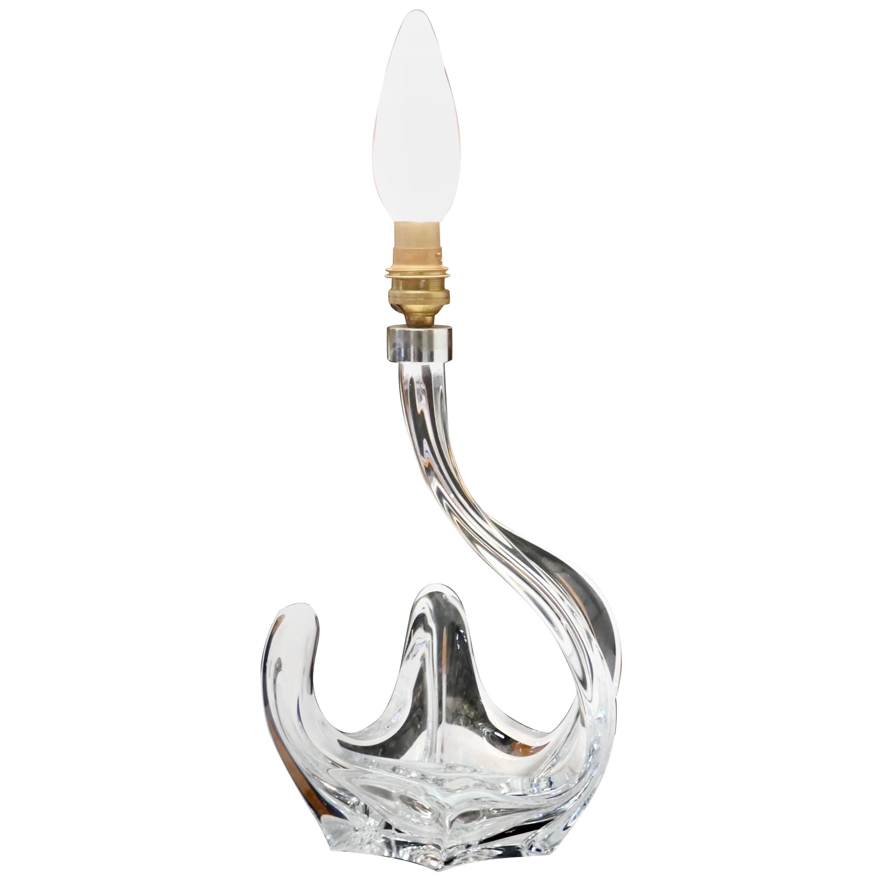 Baccarat Crystal Swimming Swan Shaped Lamp For Sale