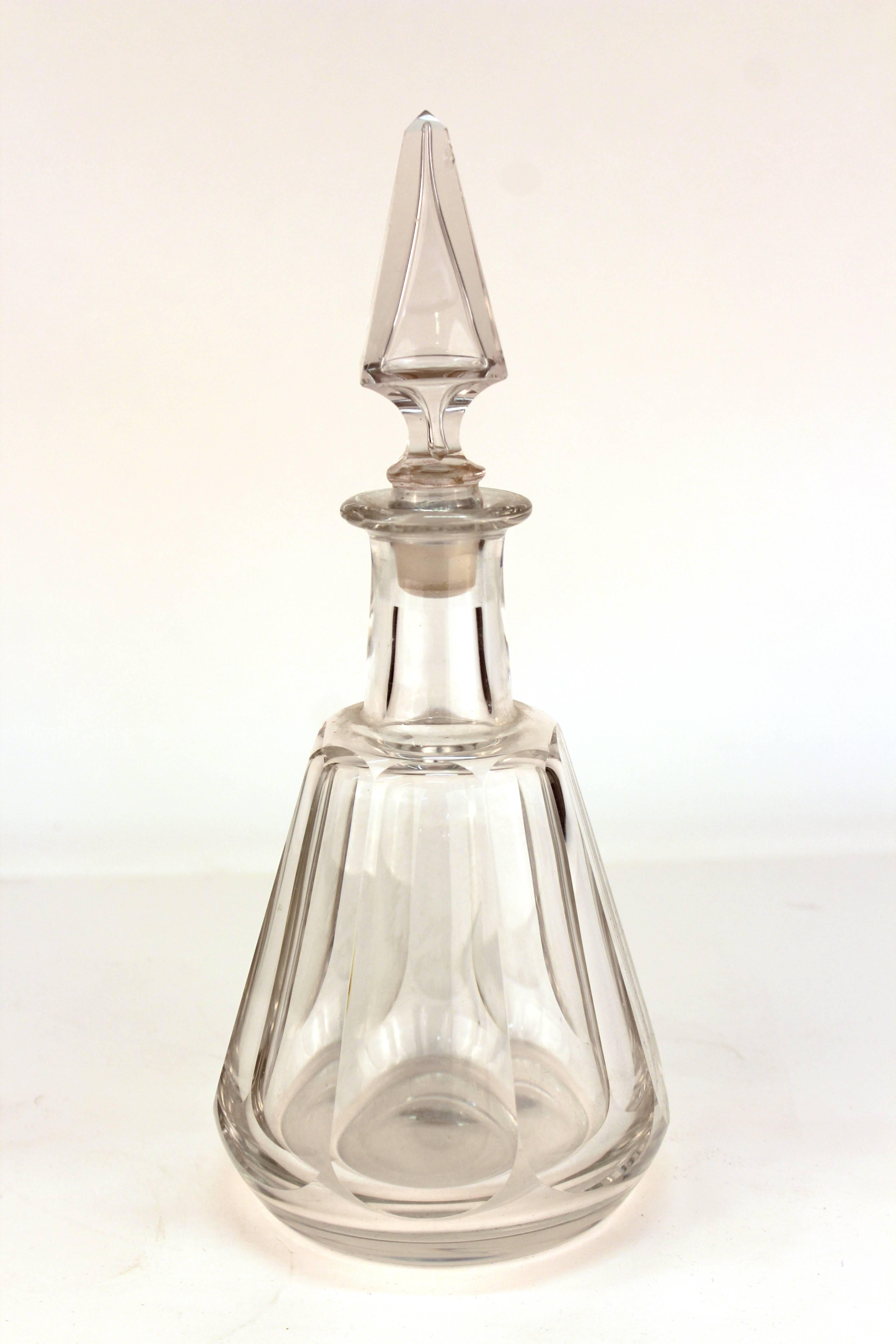 A vintage 1990s Baccarat crystal 'Talleyrand' decanter. The piece has the etched makers mark on the bottom. Some minor chips on the stopper and rim.