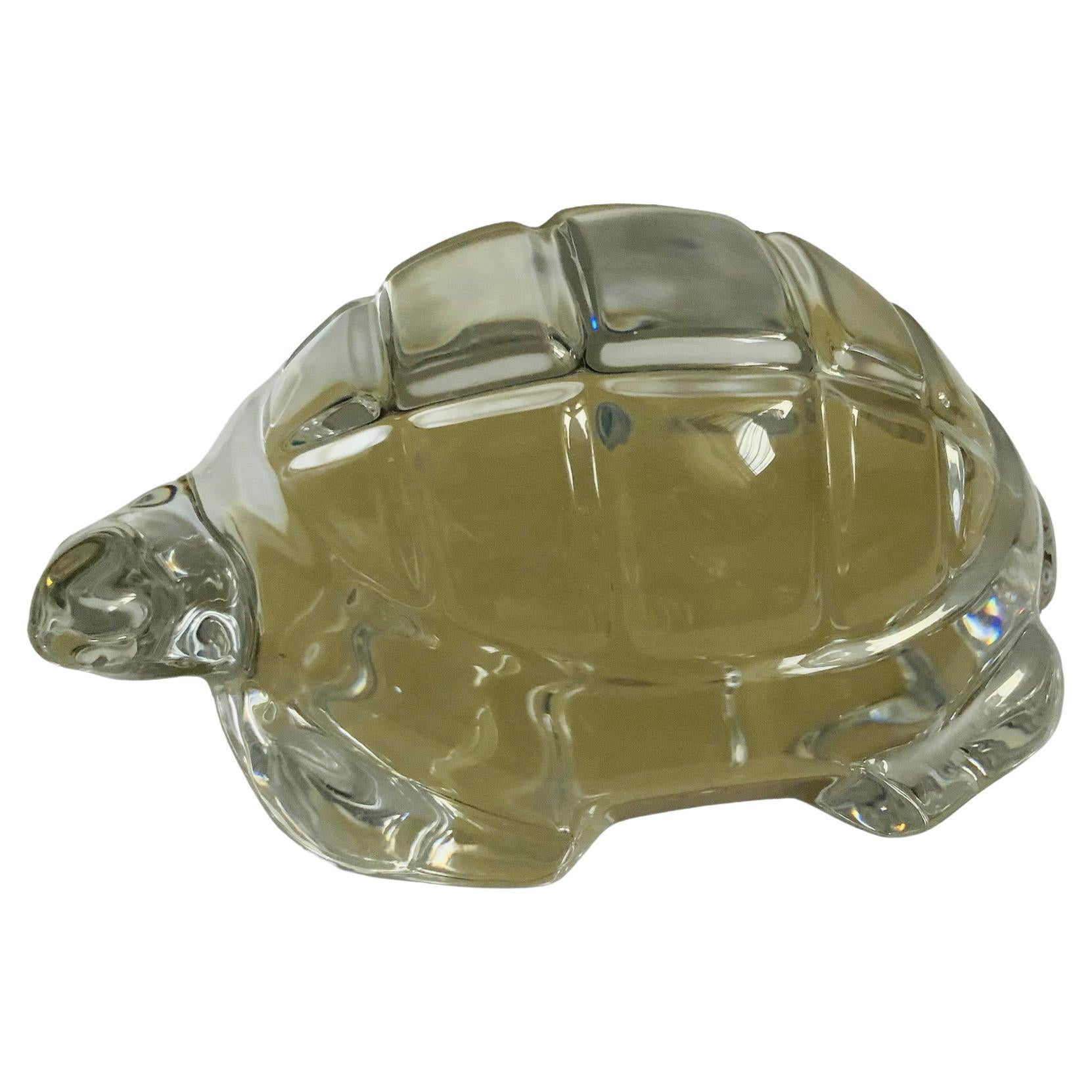 Sculpture/porte-papier en cristal de Baccarat en forme de tortue 
