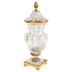 Baccarat Crystal urn / vase, gilt bronze frame - Malmaison / Harcourt - signed