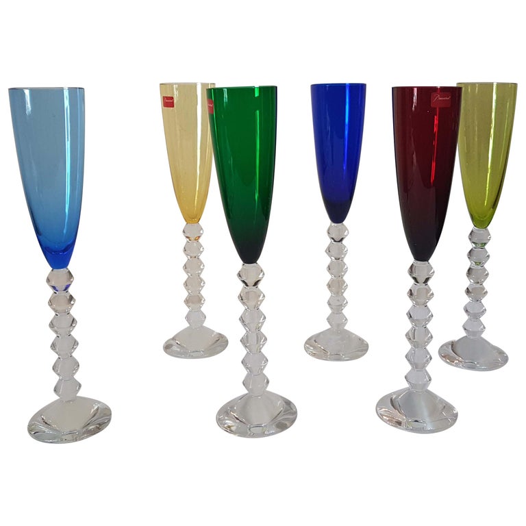 Baccarat Crystal "Vega Flutissimo" Set of Six Champagne Flutes, Modern at 1stDibs