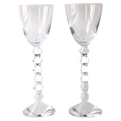 Retro Baccarat Crystal Vega Wine Glasses, Pair