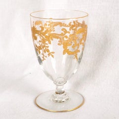 Baccarat Crystal water glass, Clear Crystal enhanced with fine gold