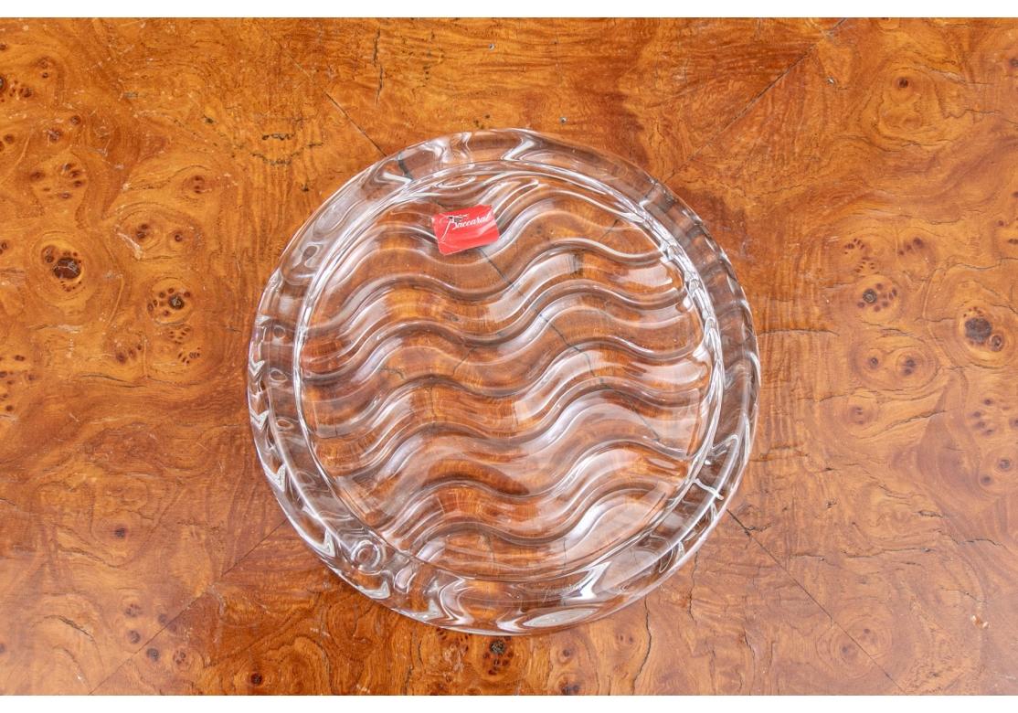 Hollywood Regency Baccarat Crystal Wave Pattern Wine Coaster For Sale