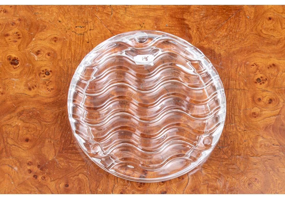French Baccarat Crystal Wave Pattern Wine Coaster For Sale