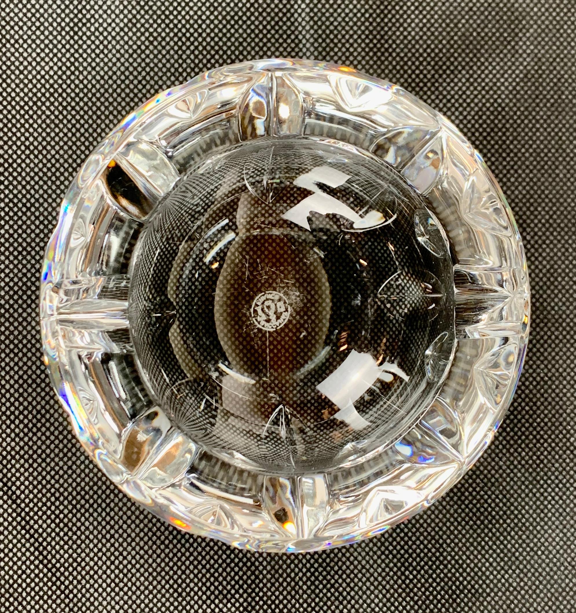 French Round Baccarat Cut and Faceted Crystal Ashtray