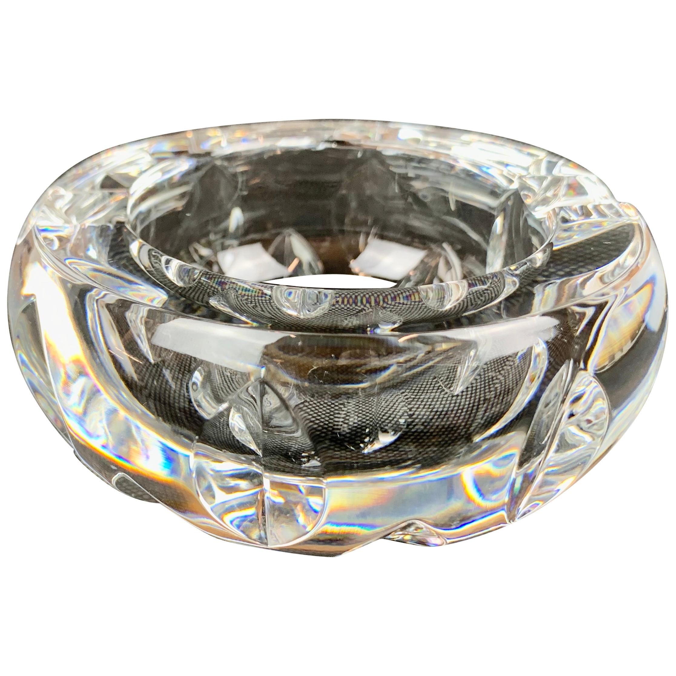 Round Baccarat Cut and Faceted Crystal Ashtray