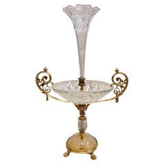 Baccarat Cut Crystal Centerpiece Mounted on Chiseled Gilt Bronze, 19th Century