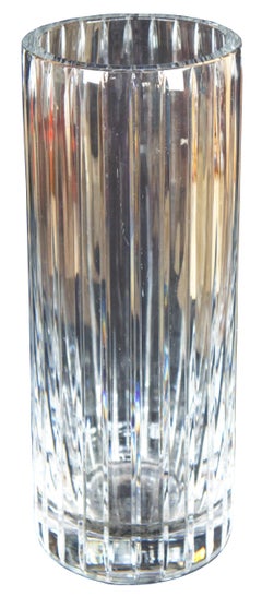 Baccarat Cut Crystal Harmonie Fluted Glass Round Cylinder Flower Vase, France