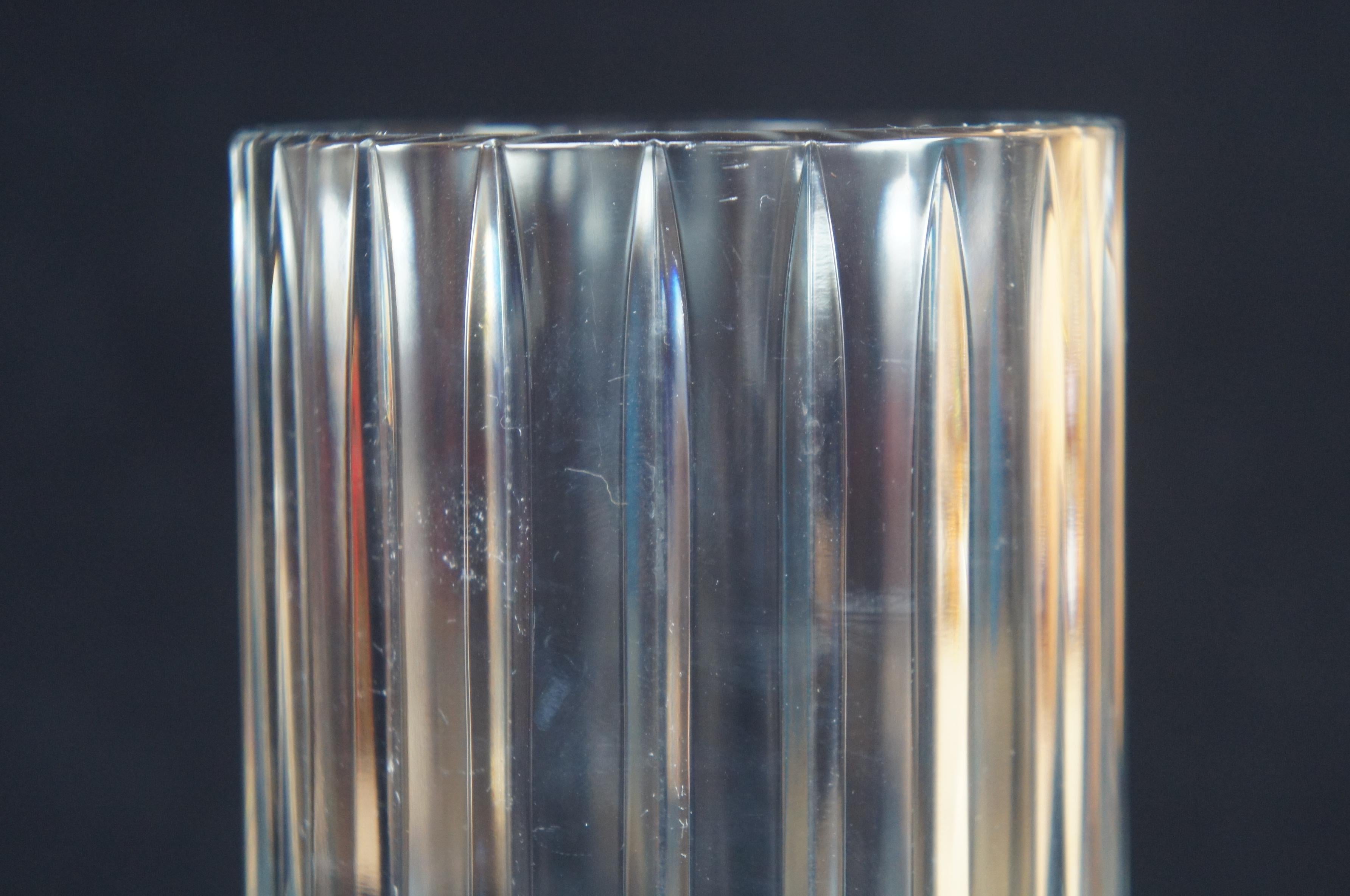 Baccarat Cut Crystal Harmonie Fluted Glass Round Cylinder Flower Vase, France 2