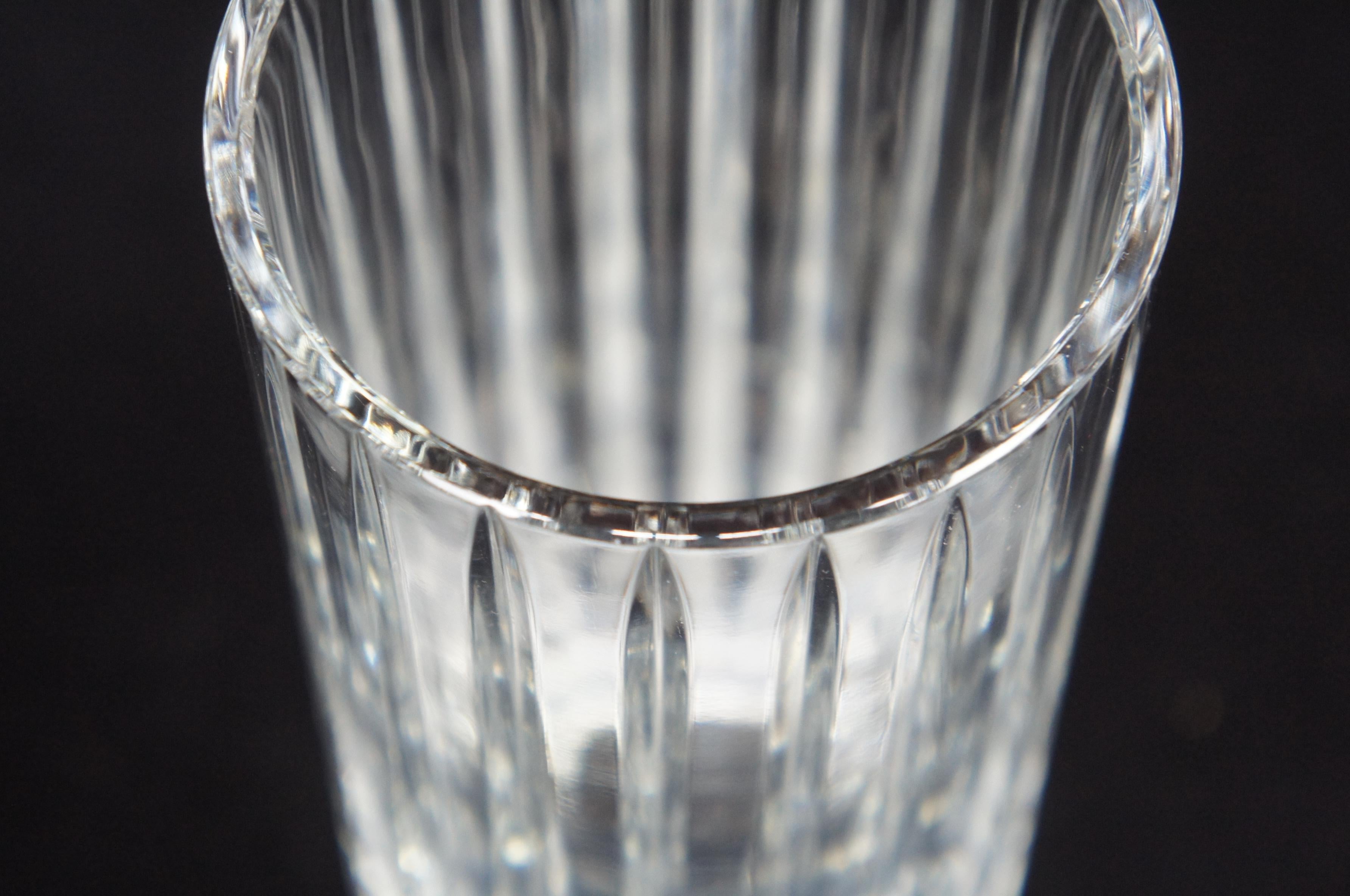 Baccarat Cut Crystal Harmonie Fluted Glass Round Cylinder Flower Vase, France 3