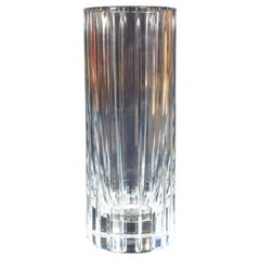 Baccarat Cut Crystal Harmonie Fluted Glass Round Cylinder Flower Vase, France